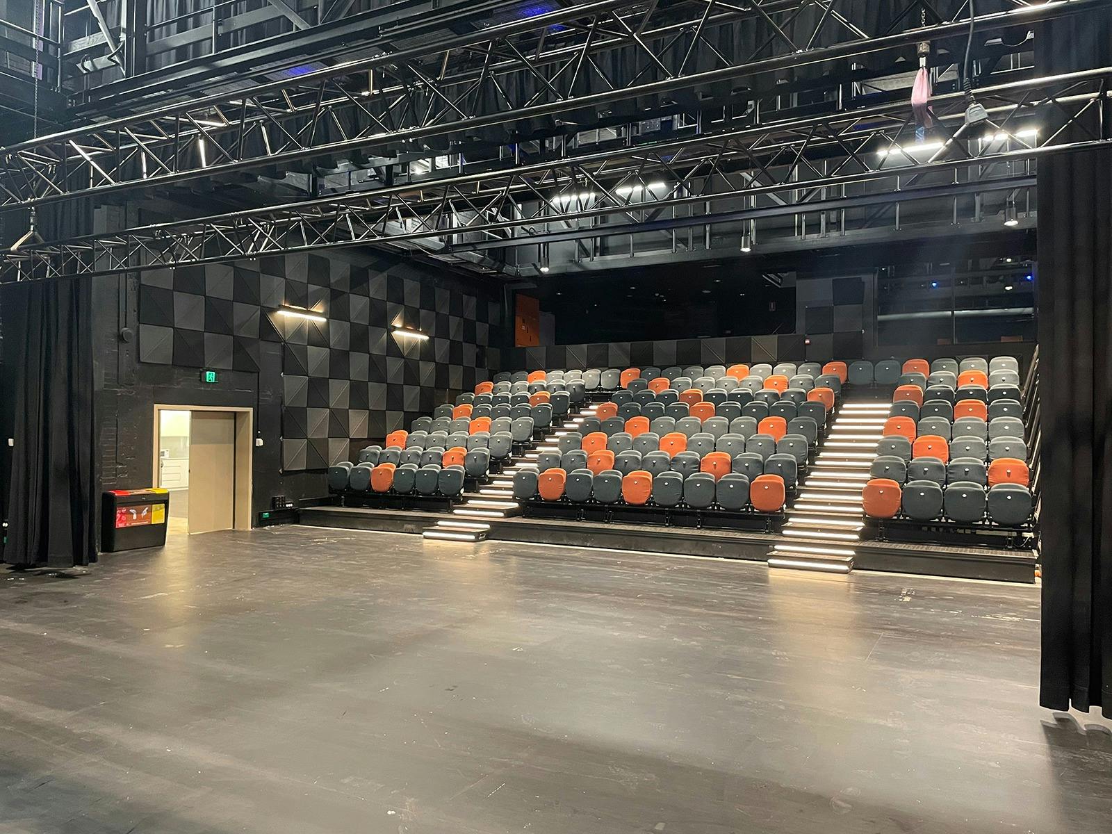 The Blackbox Theatre seats 220 in acromat style and offers an exciting arts program.