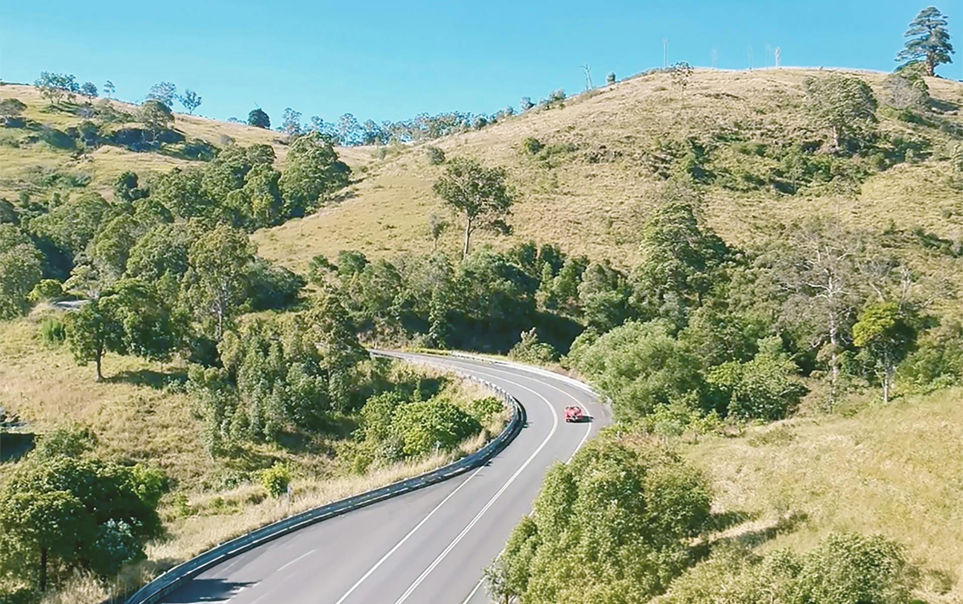 Aerial photo of a section the beautiful windy Mount Mee rd