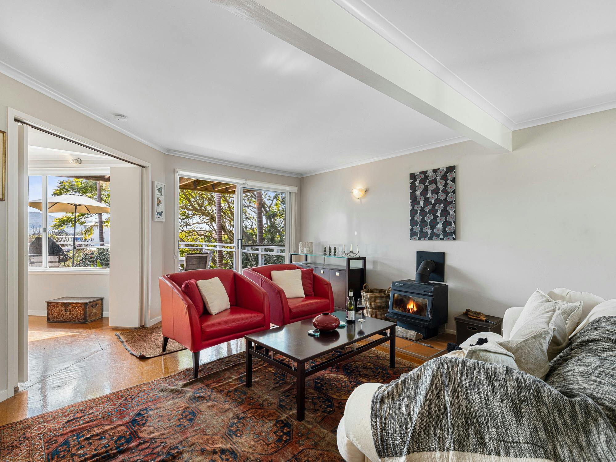 Living room with fireplace