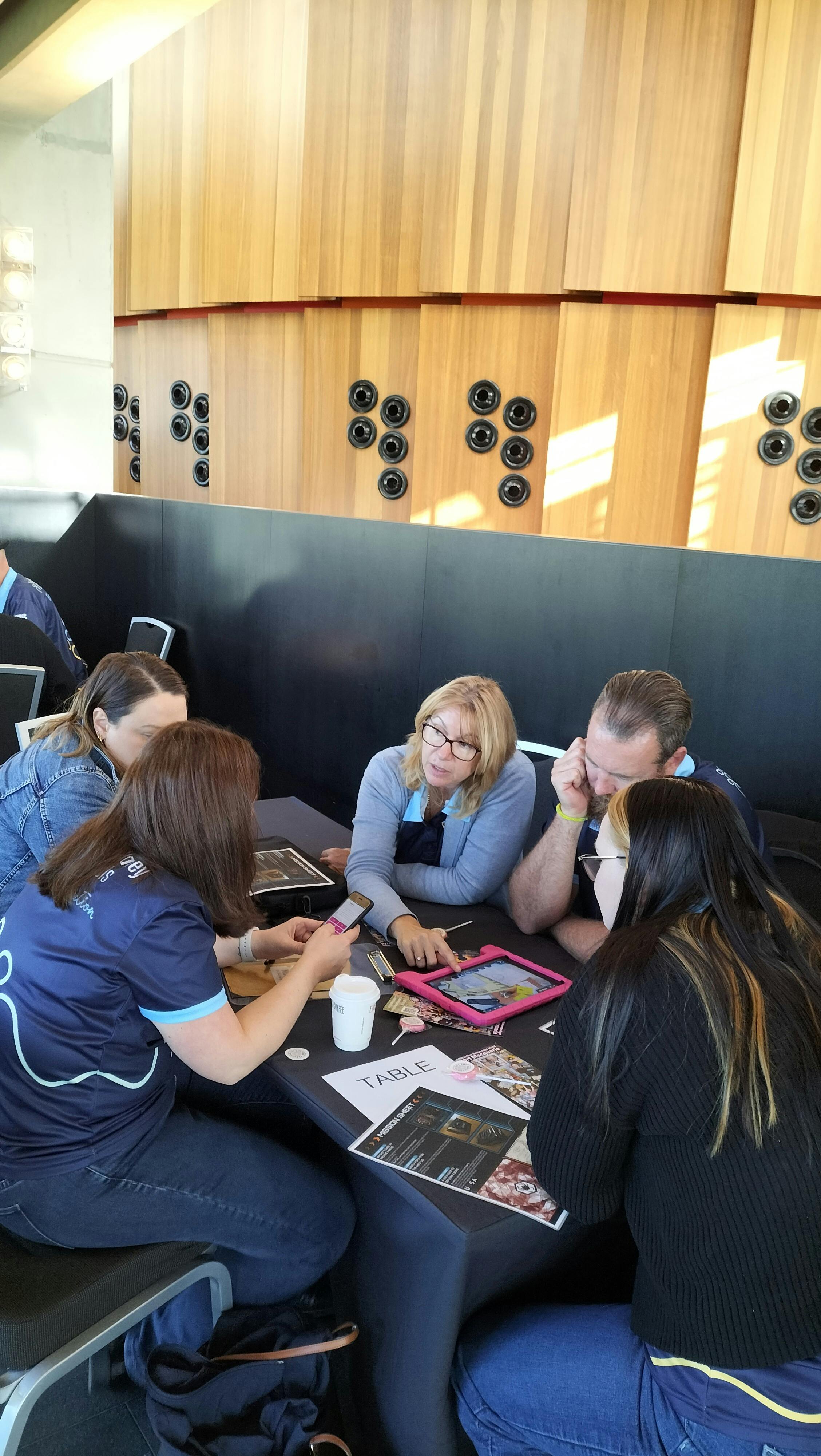 People playing a team building game