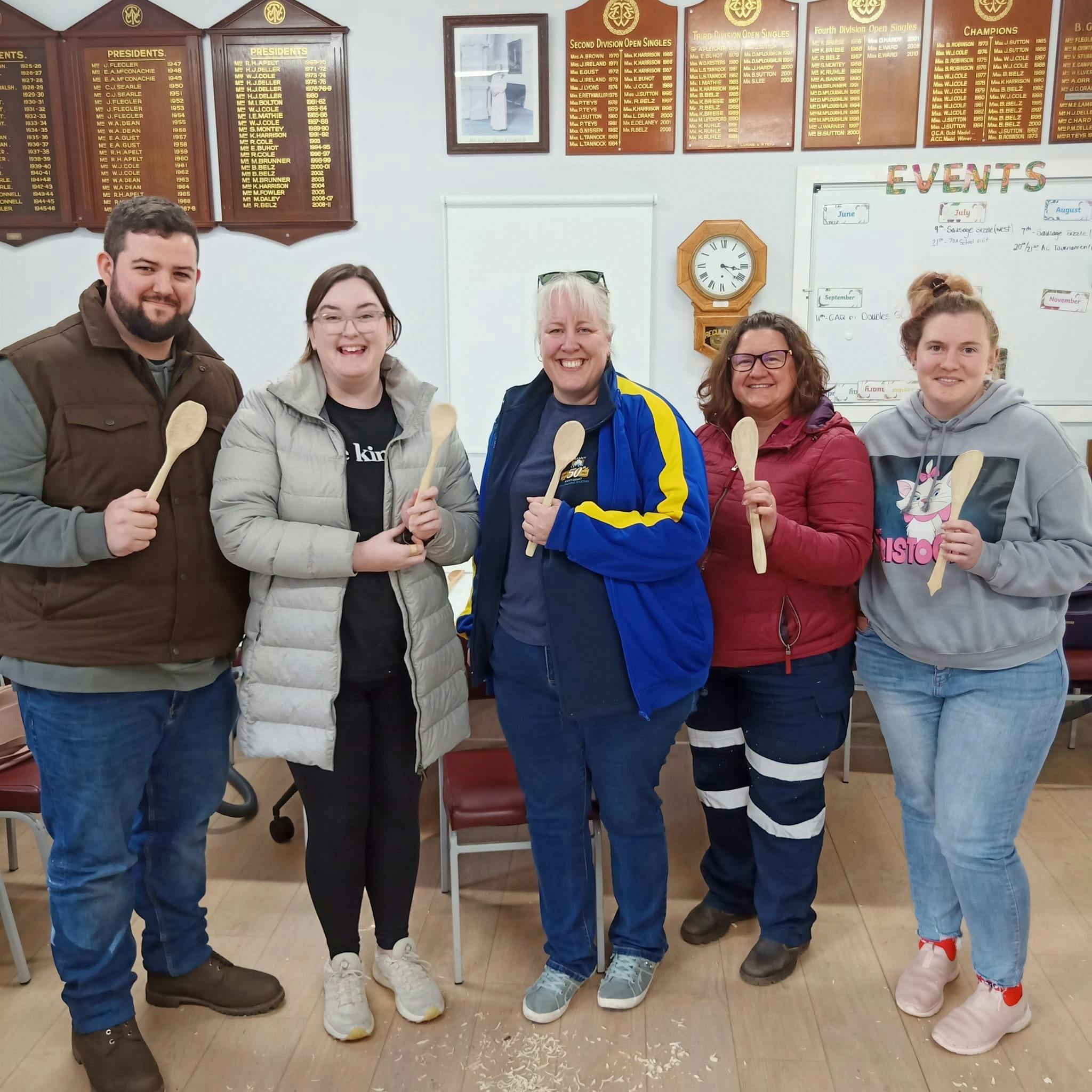 Workshop participants with their newly made spoons