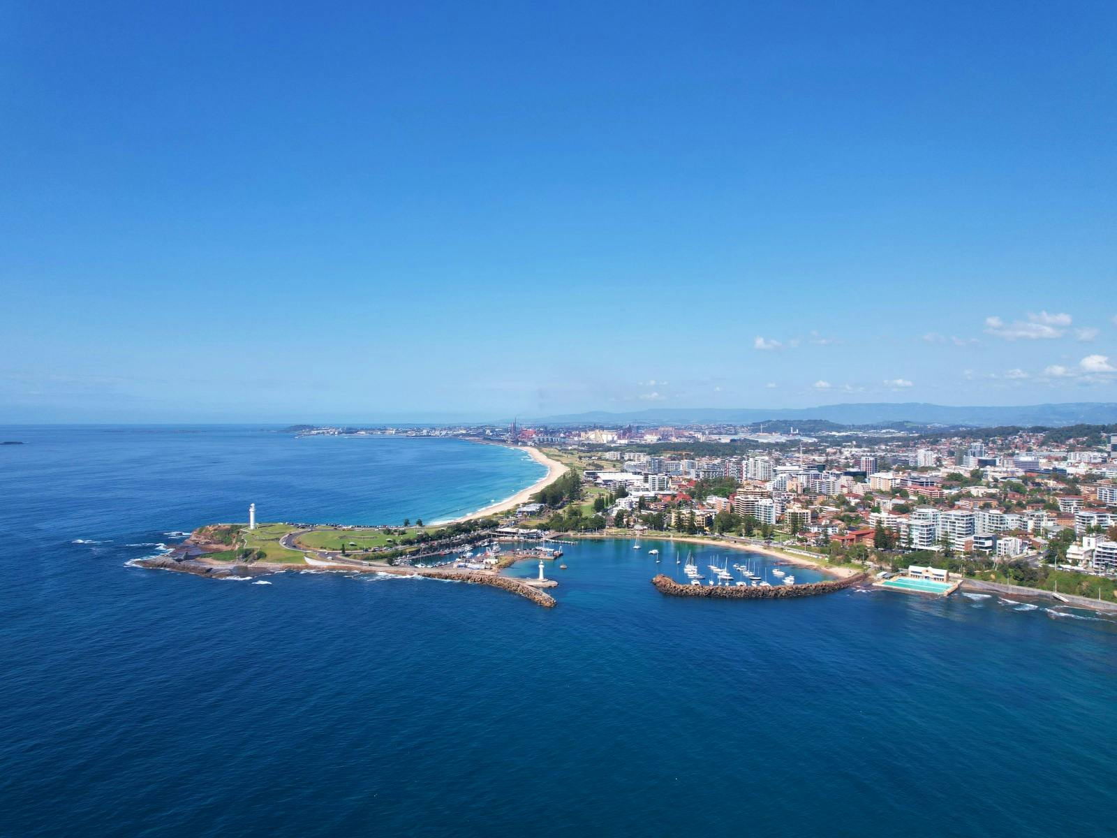 An aerial photo of Wollongong City Coastline
