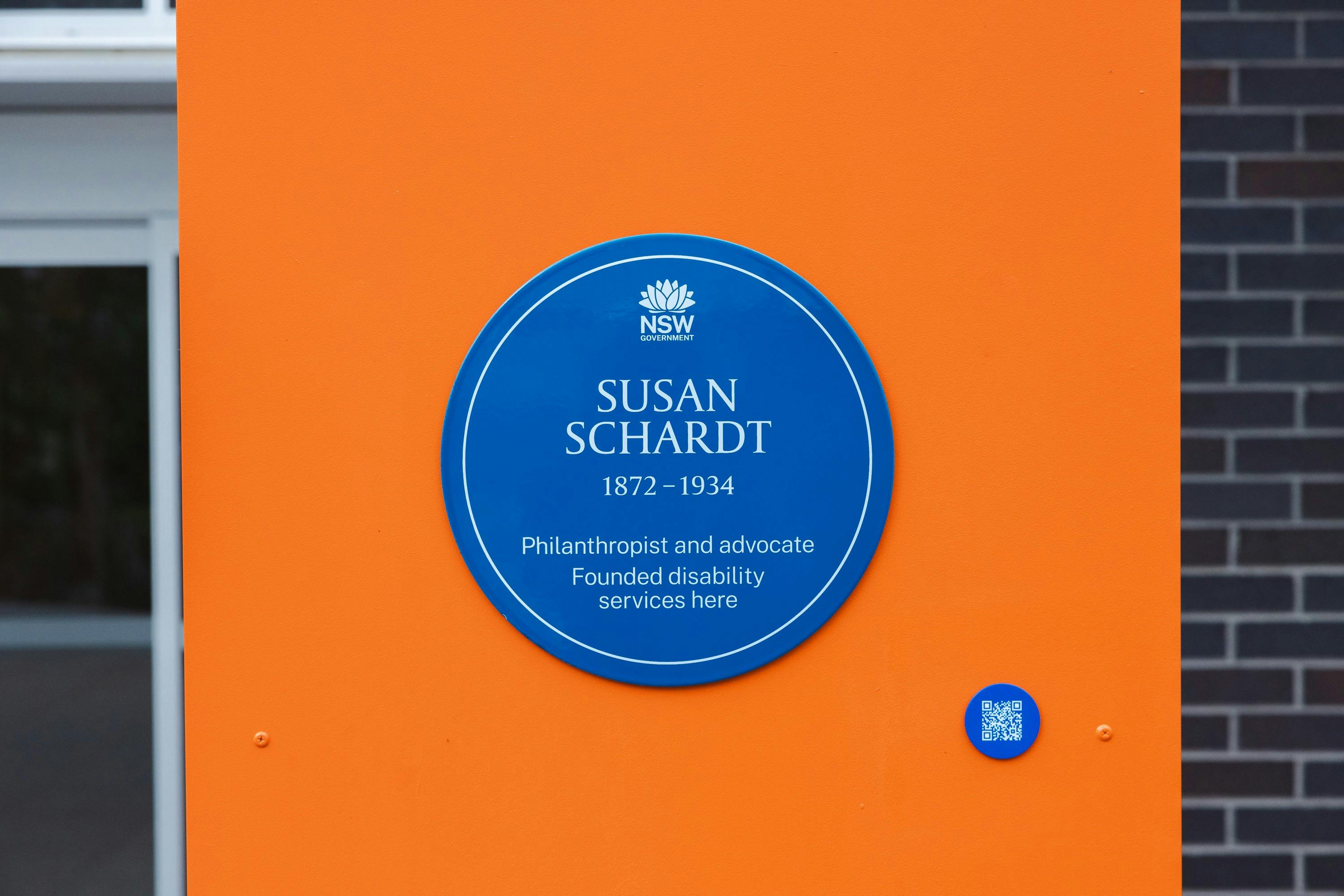 Susan Schardt Blue Plaque