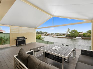 Outdoor entertaining with canal views