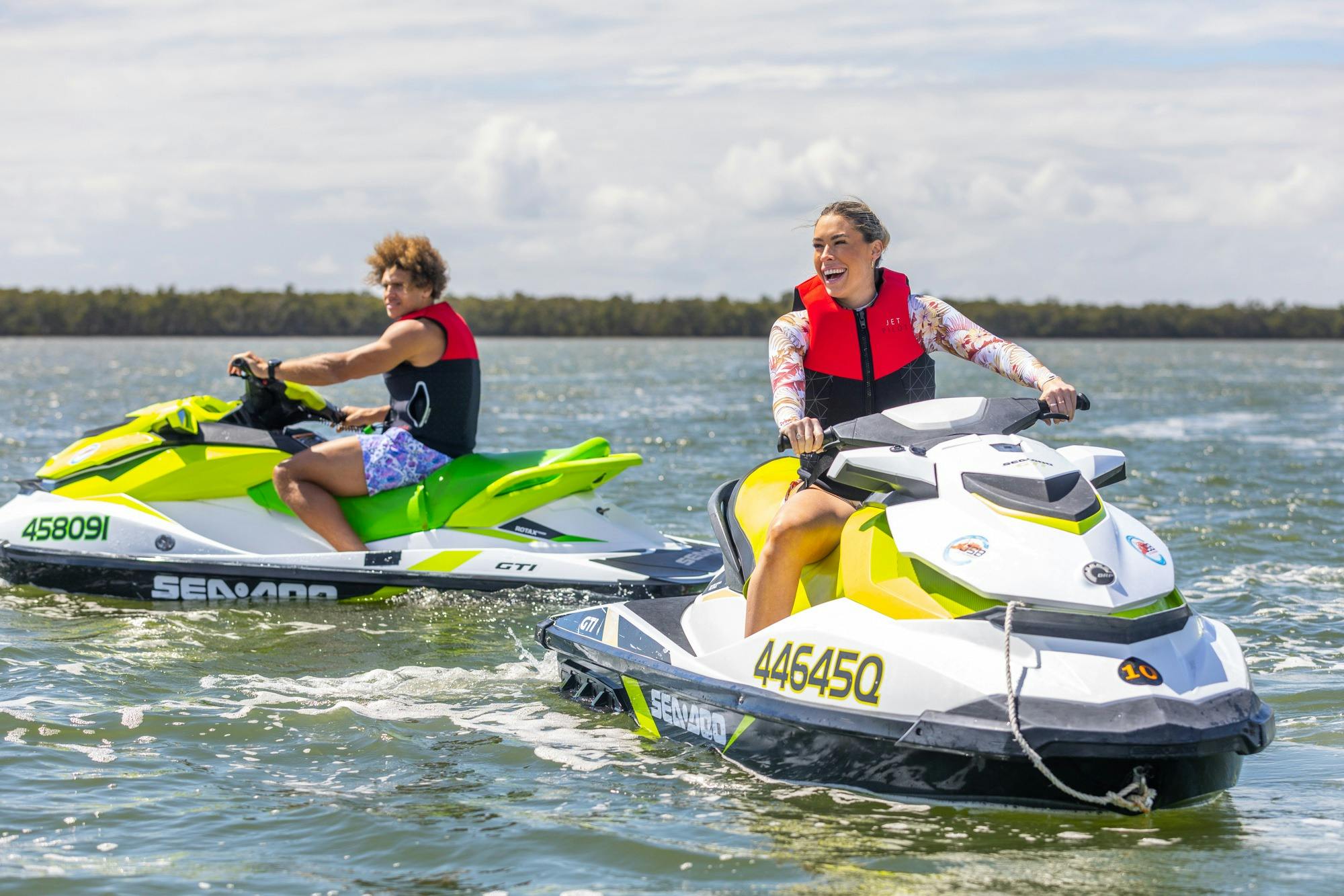 riding on a jet ski while having fun in brisbane