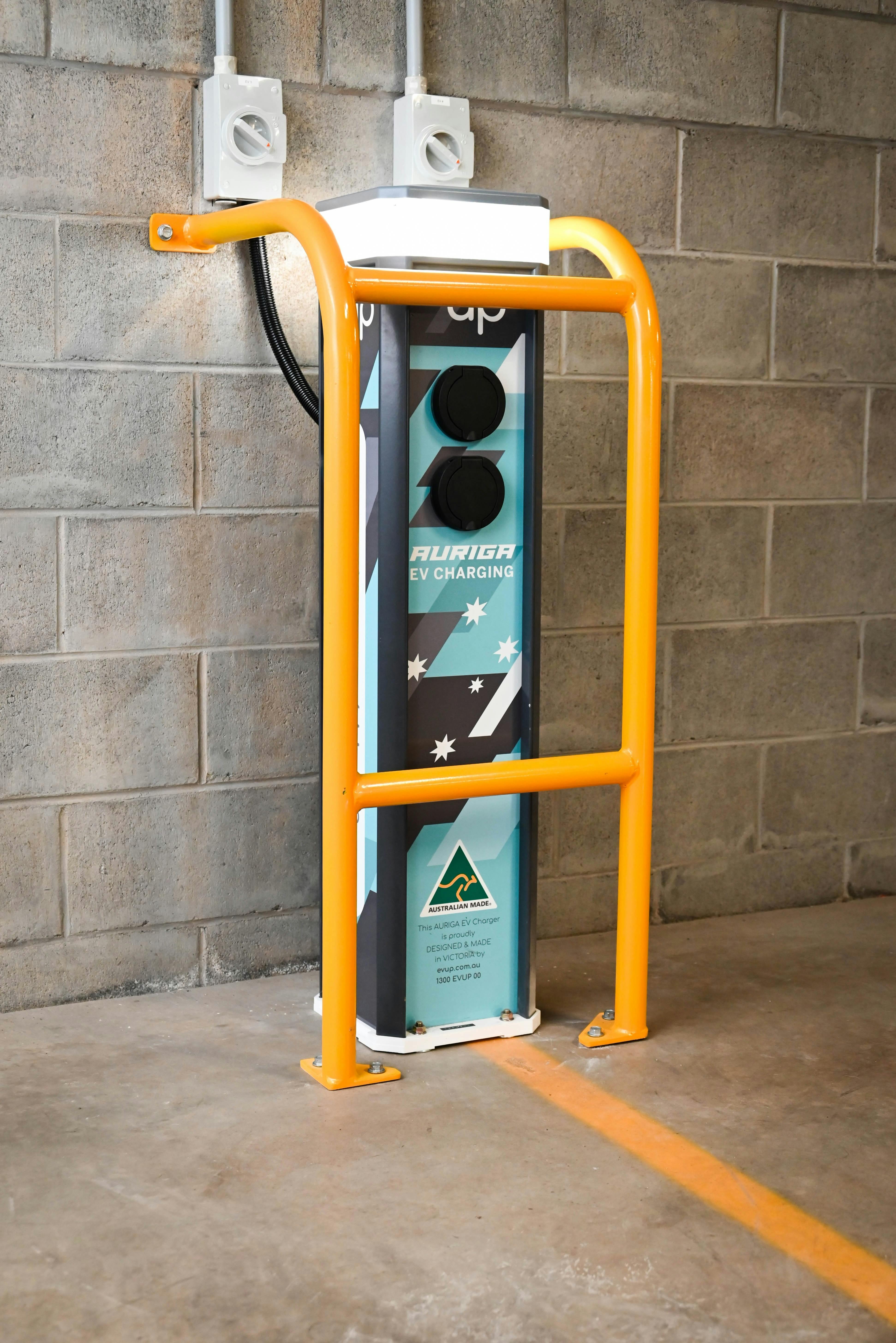 EV chargers are located in the secure underground carpark. Guests have 24 hr access to the chargers