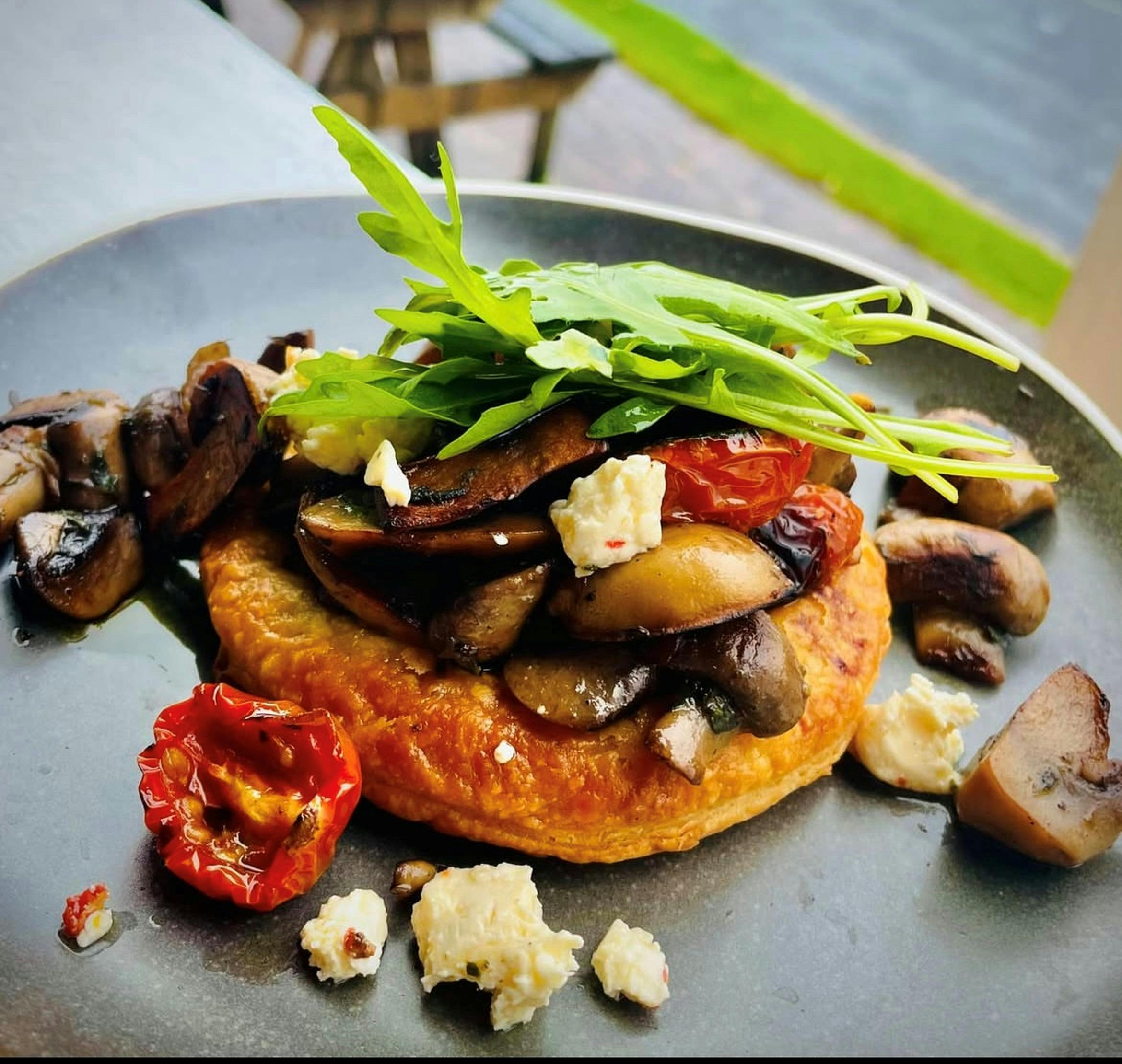 A mushroom used as a base for a tart