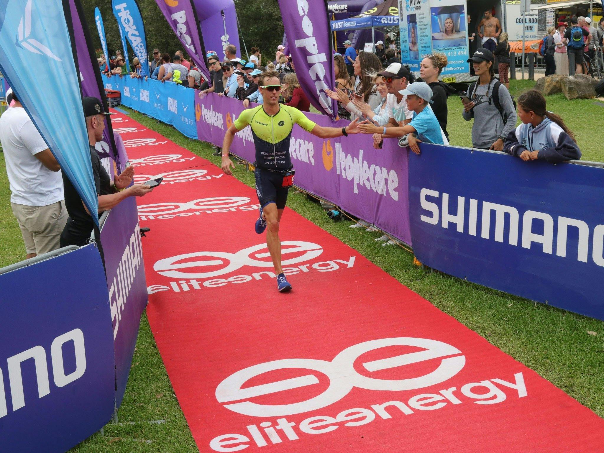 Runner in the finish chute