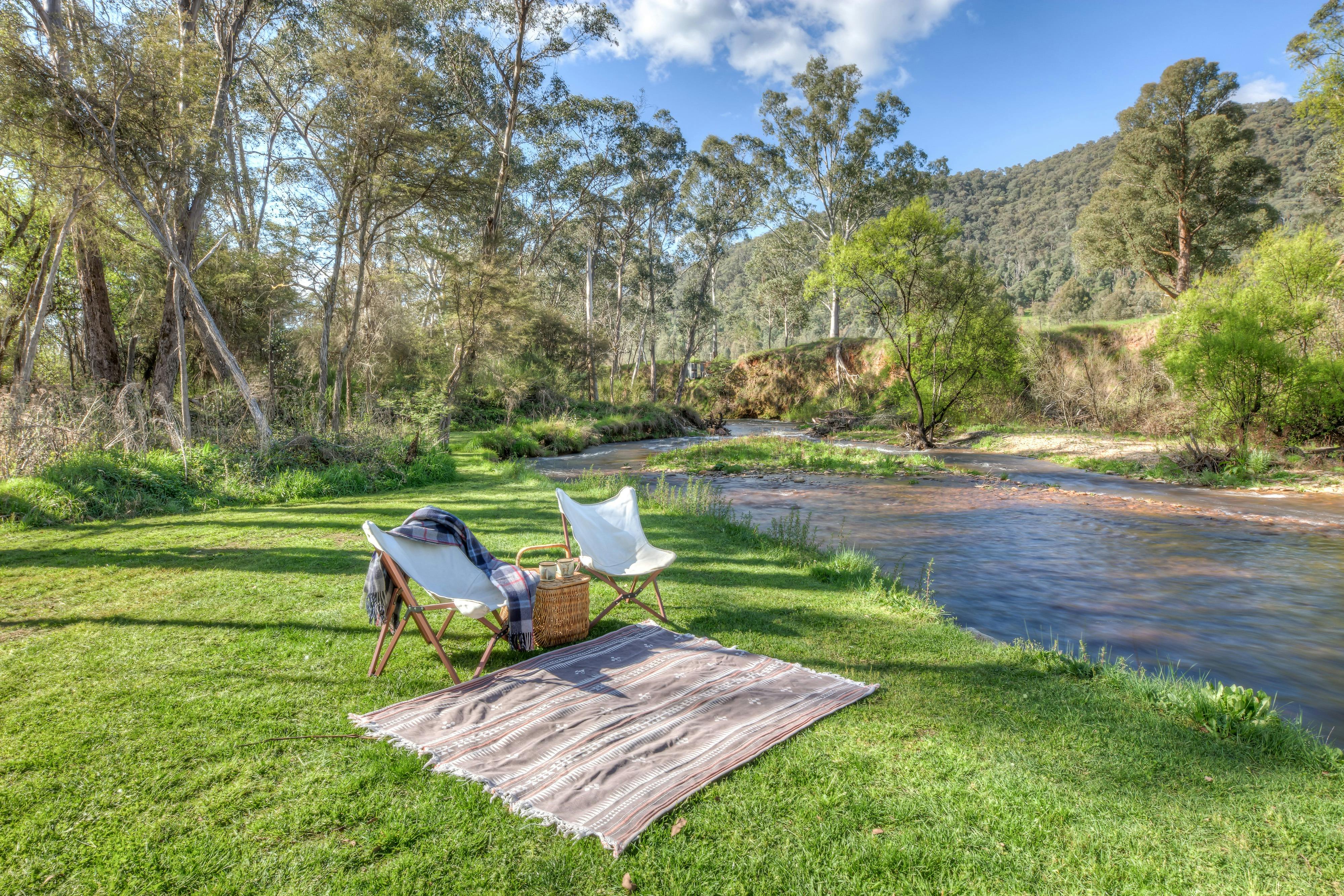 Picnic set up along the river