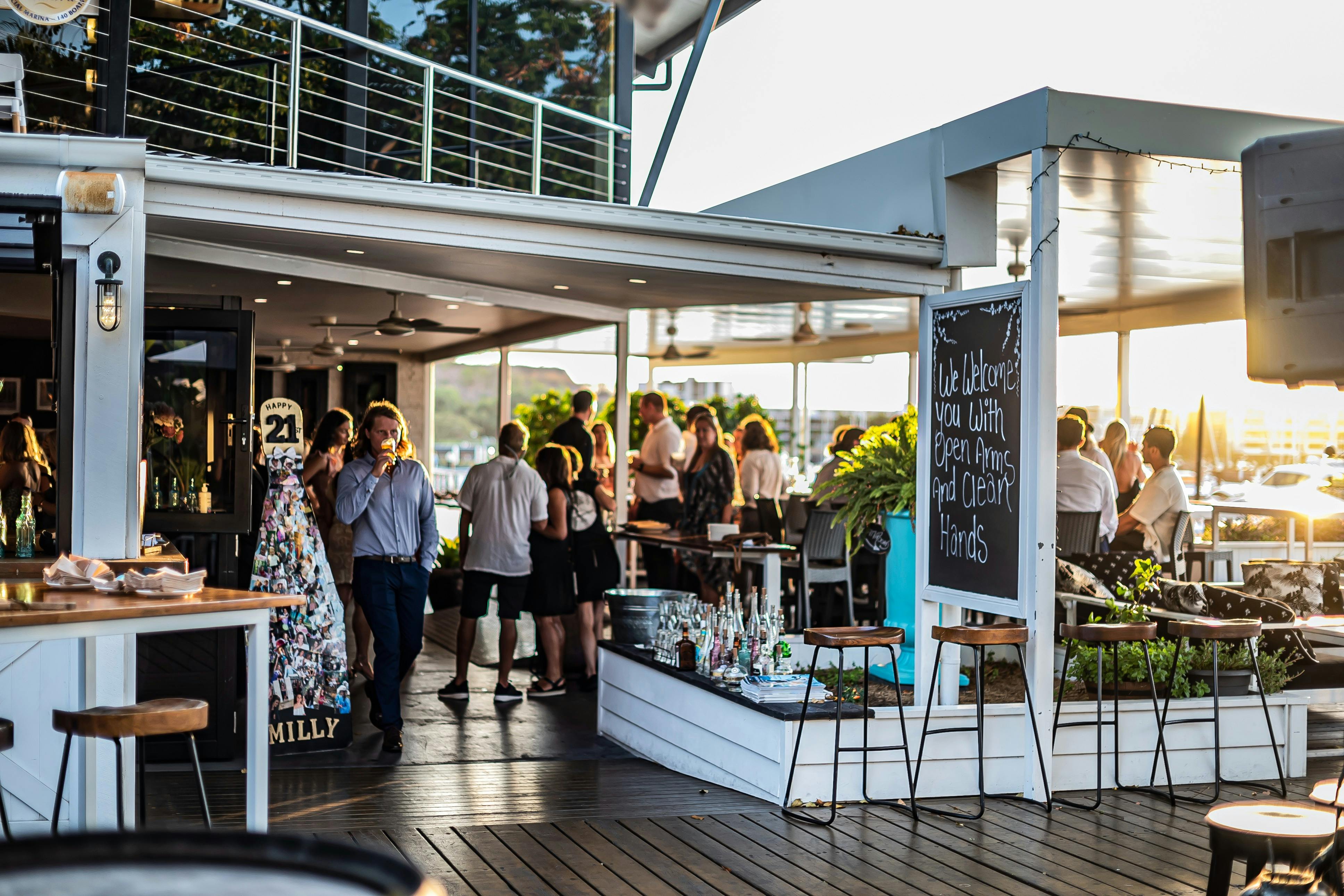 Deck and Bar Function Space with Marina Views