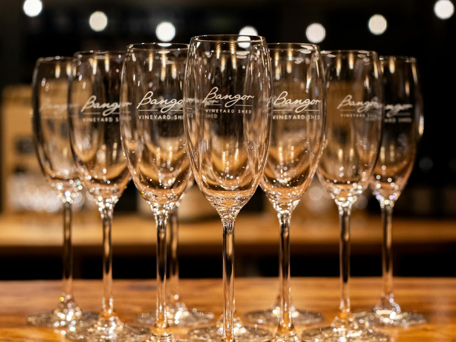 Bangor Sparkling Glasses lined up