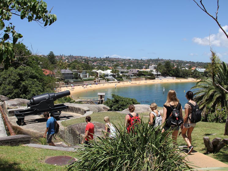 Historic gun emplacements with harbour view South Head Heritage Trail Sydney Harbour National Park