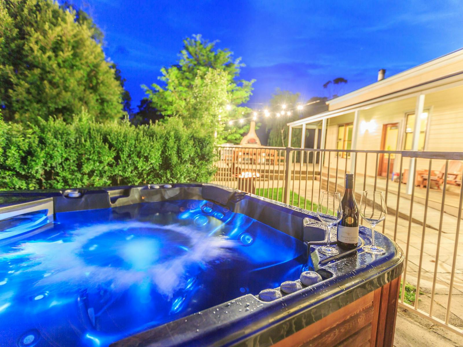 Outdoor hot tub for year round relaxation and fun!