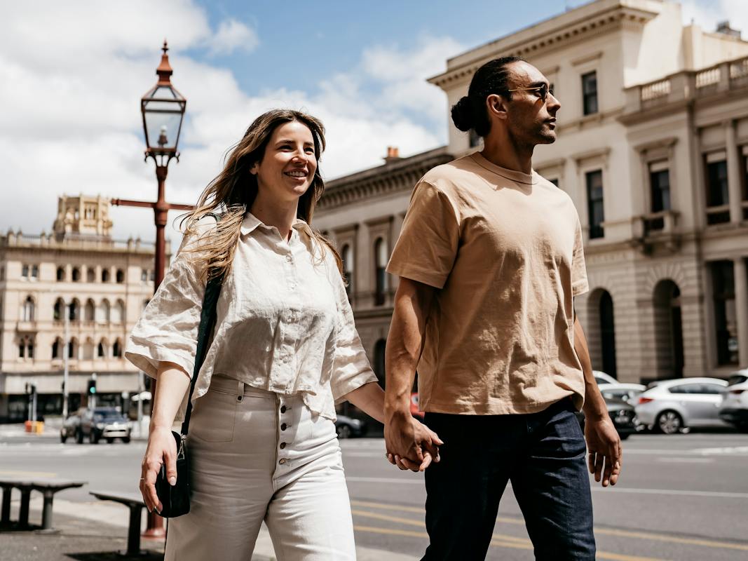 Man and Woman Walking Lydiard Street