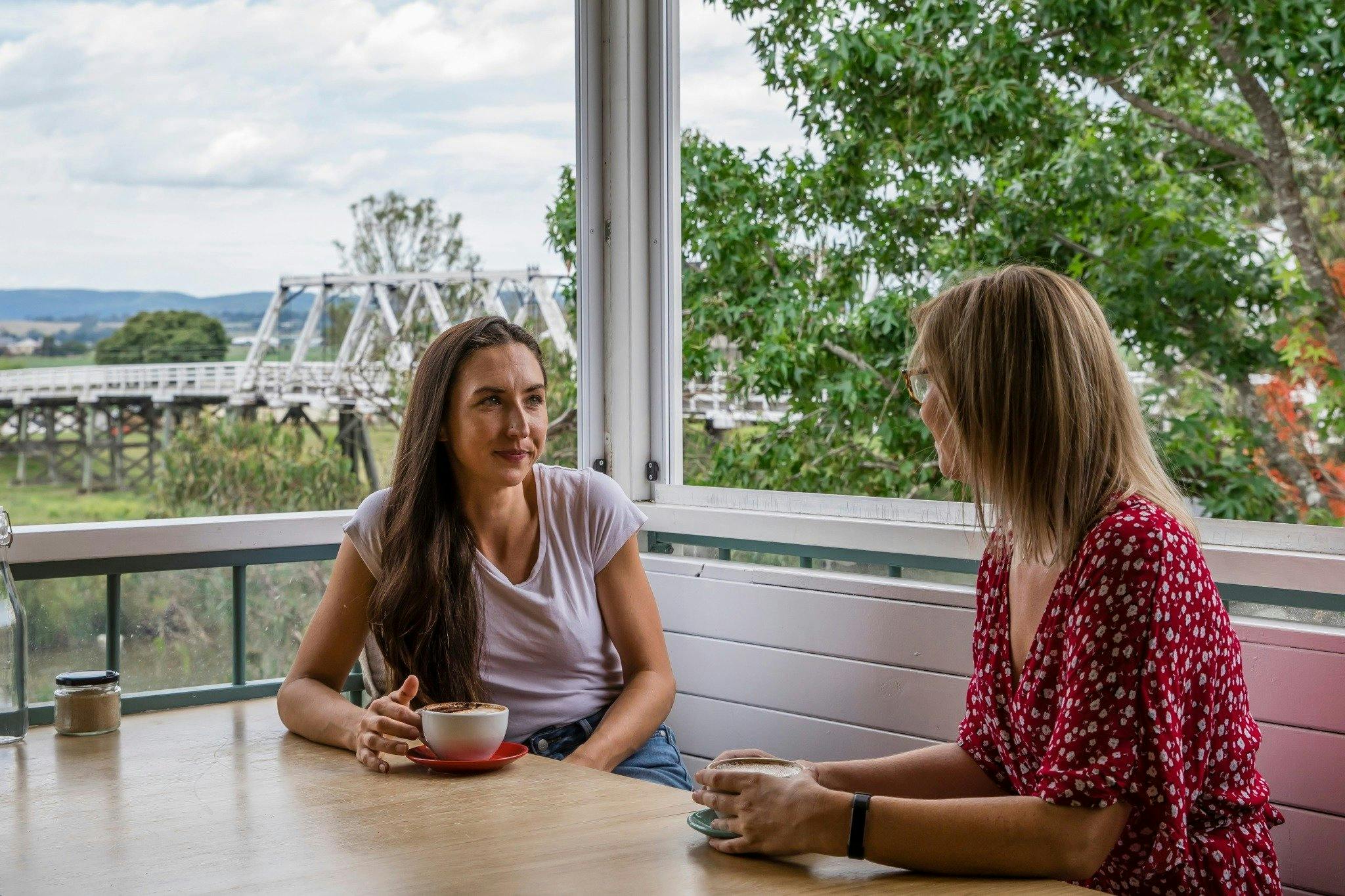 Friends meeting for coffee at Common Grounds cafe in Morpeth