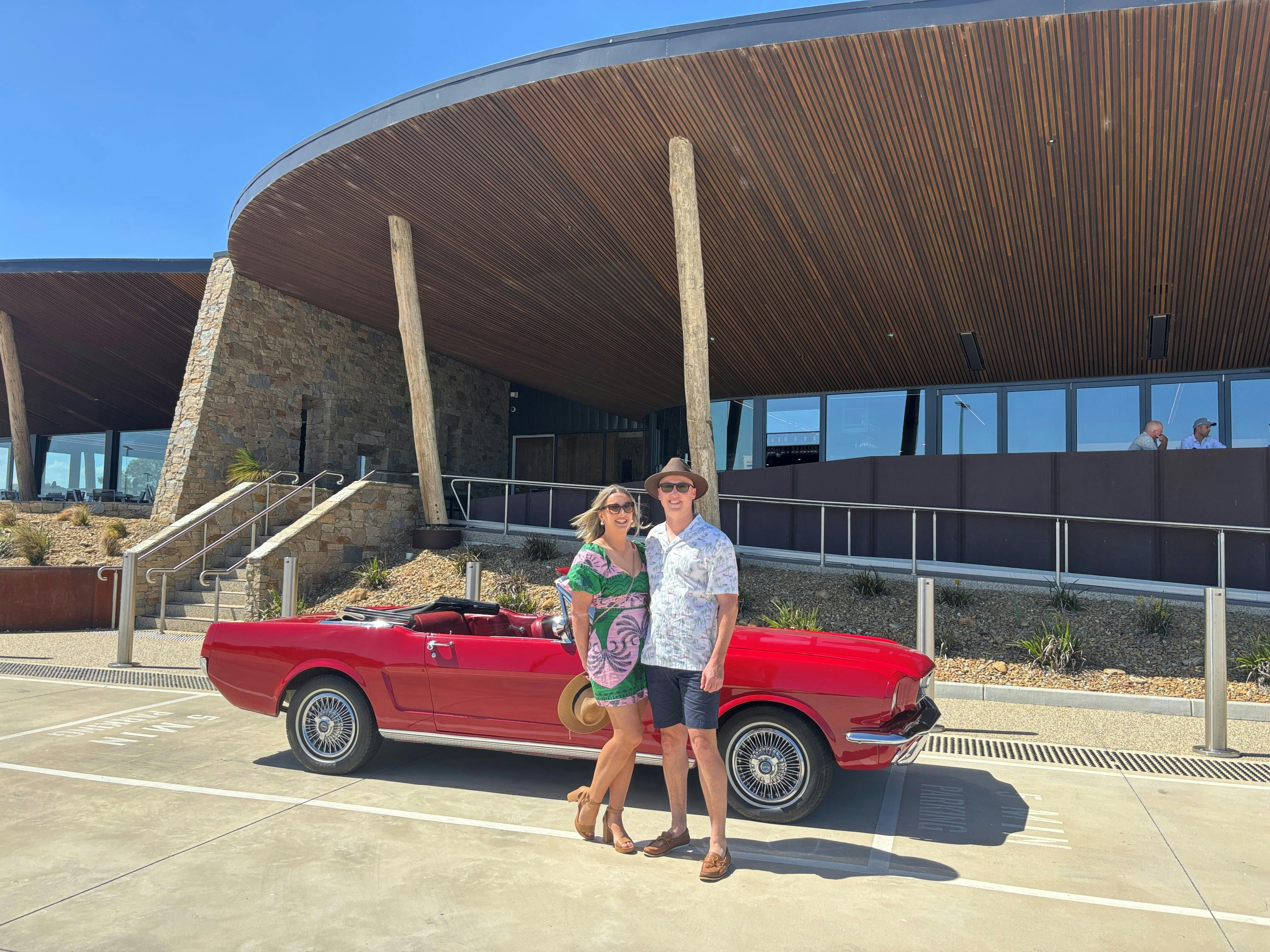 Couple at Curlewis Gold Course about to take a Bellaine Winery Tour