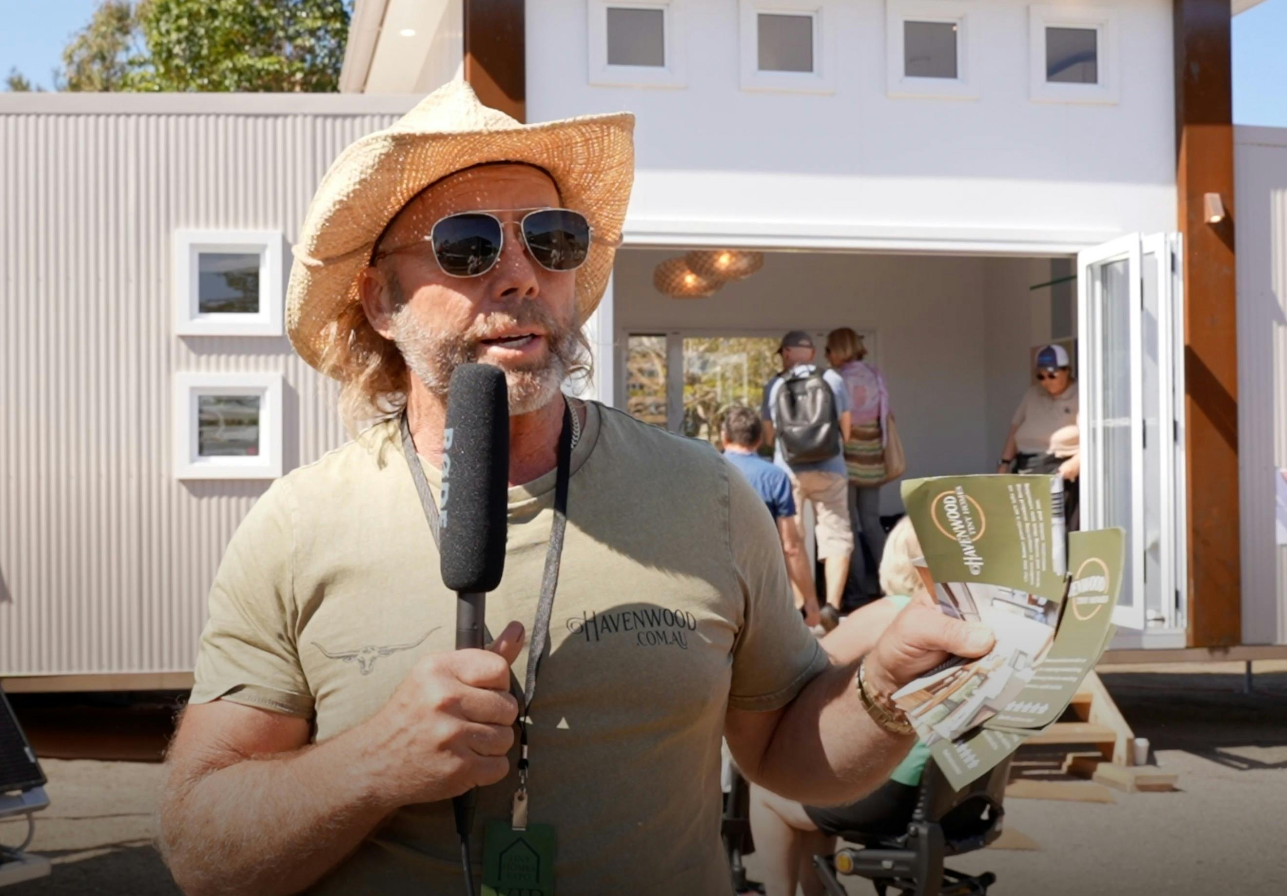 Builder giving expert tips at Tiny Home Expo
