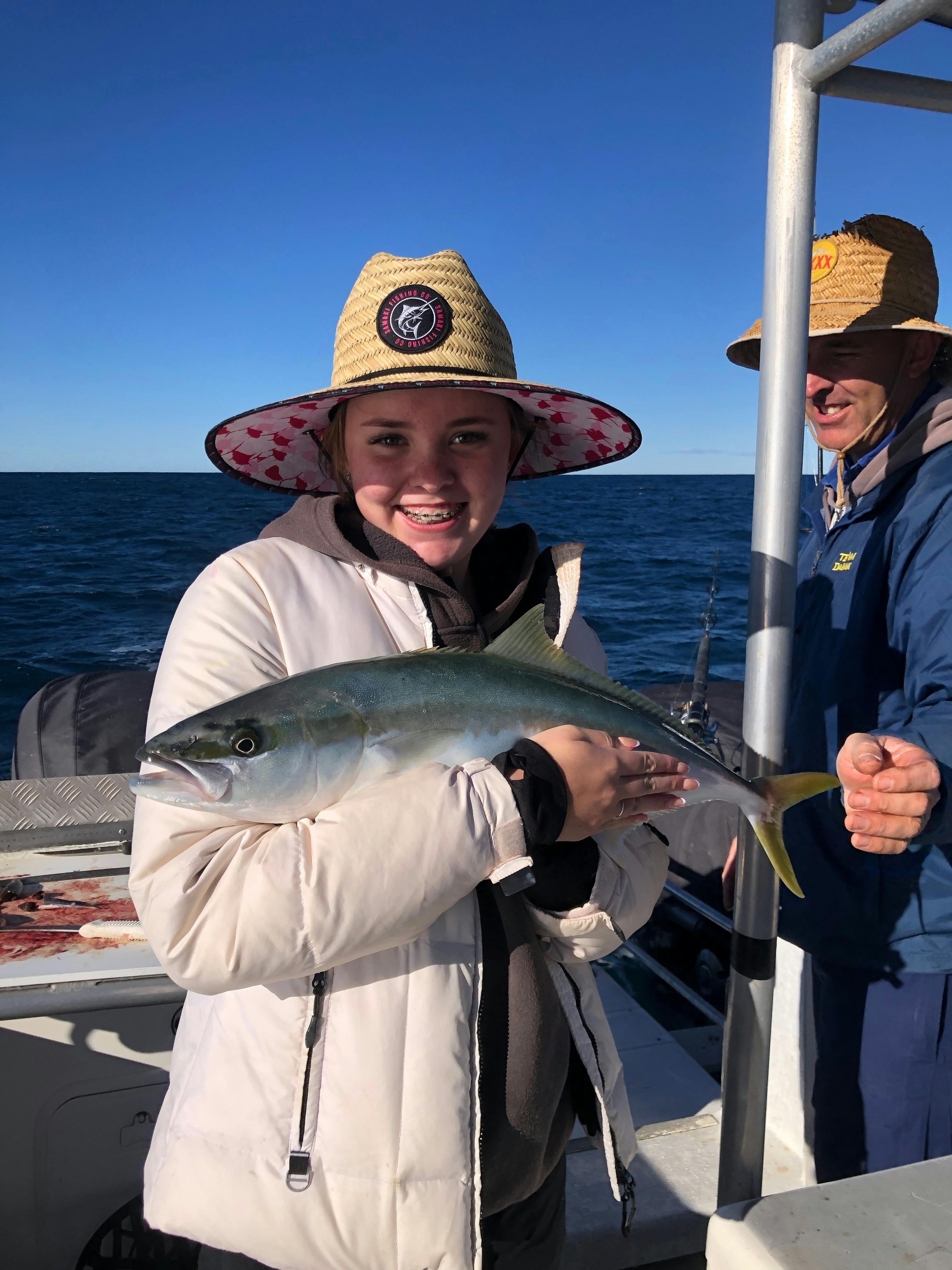 Kingfish caught by Callie on her fishing trip with Yamba Fishing and Charters