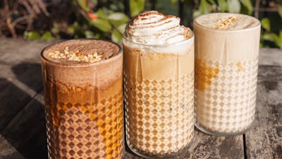 3 drinks on a table at Wildflour Canberra
