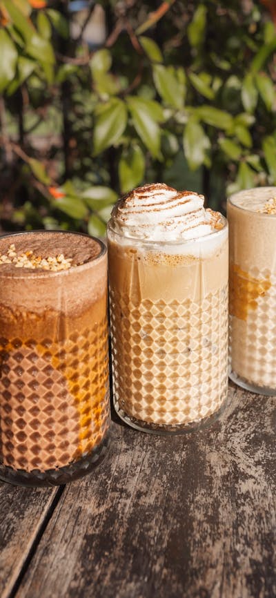 3 drinks on a table at Wildflour Canberra