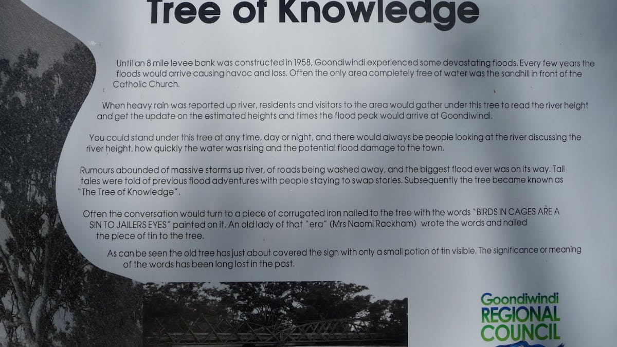 Information sign at the Tree of Knowledge