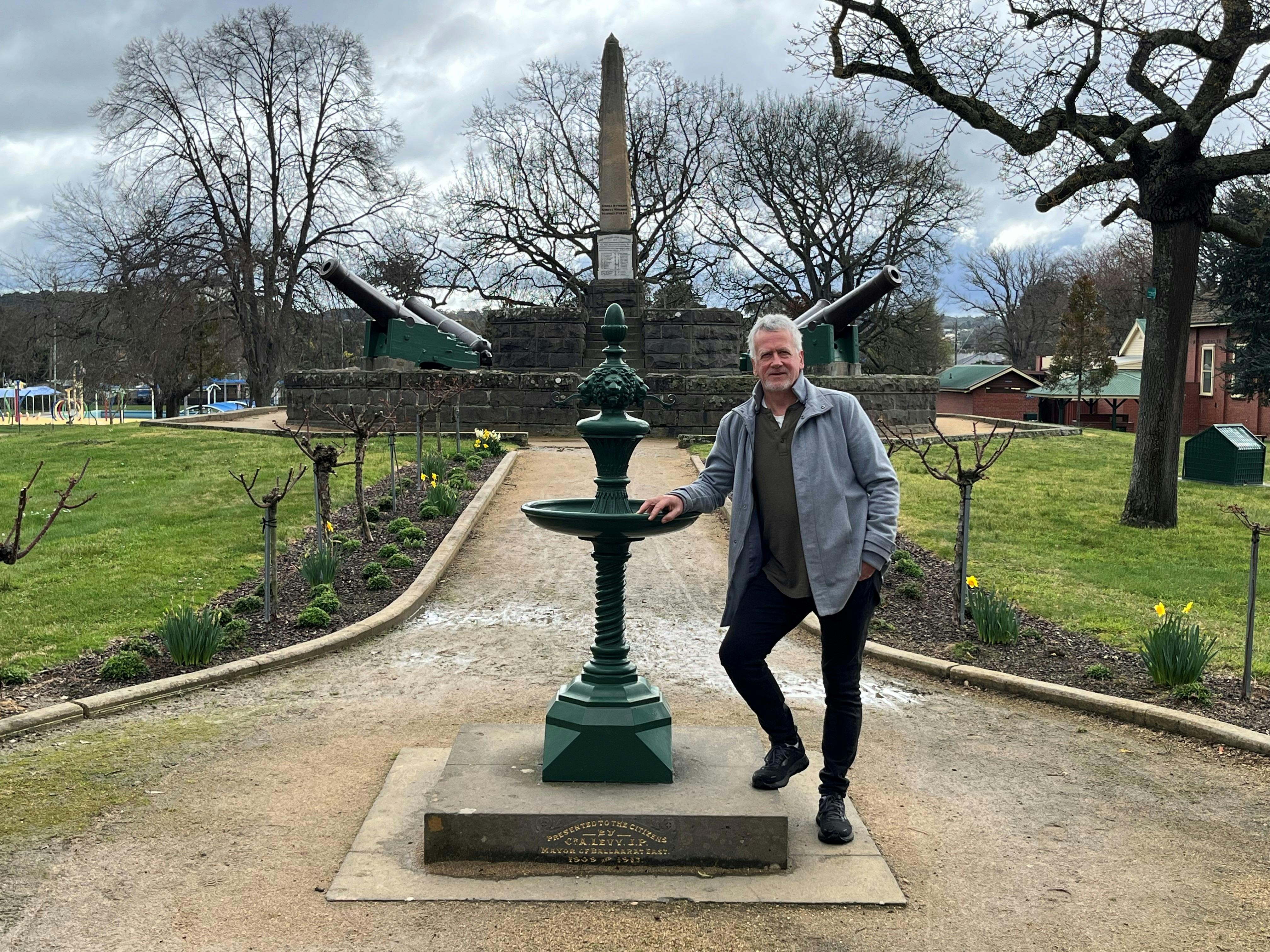 Peter Freund at the Eureka Stockade Monument