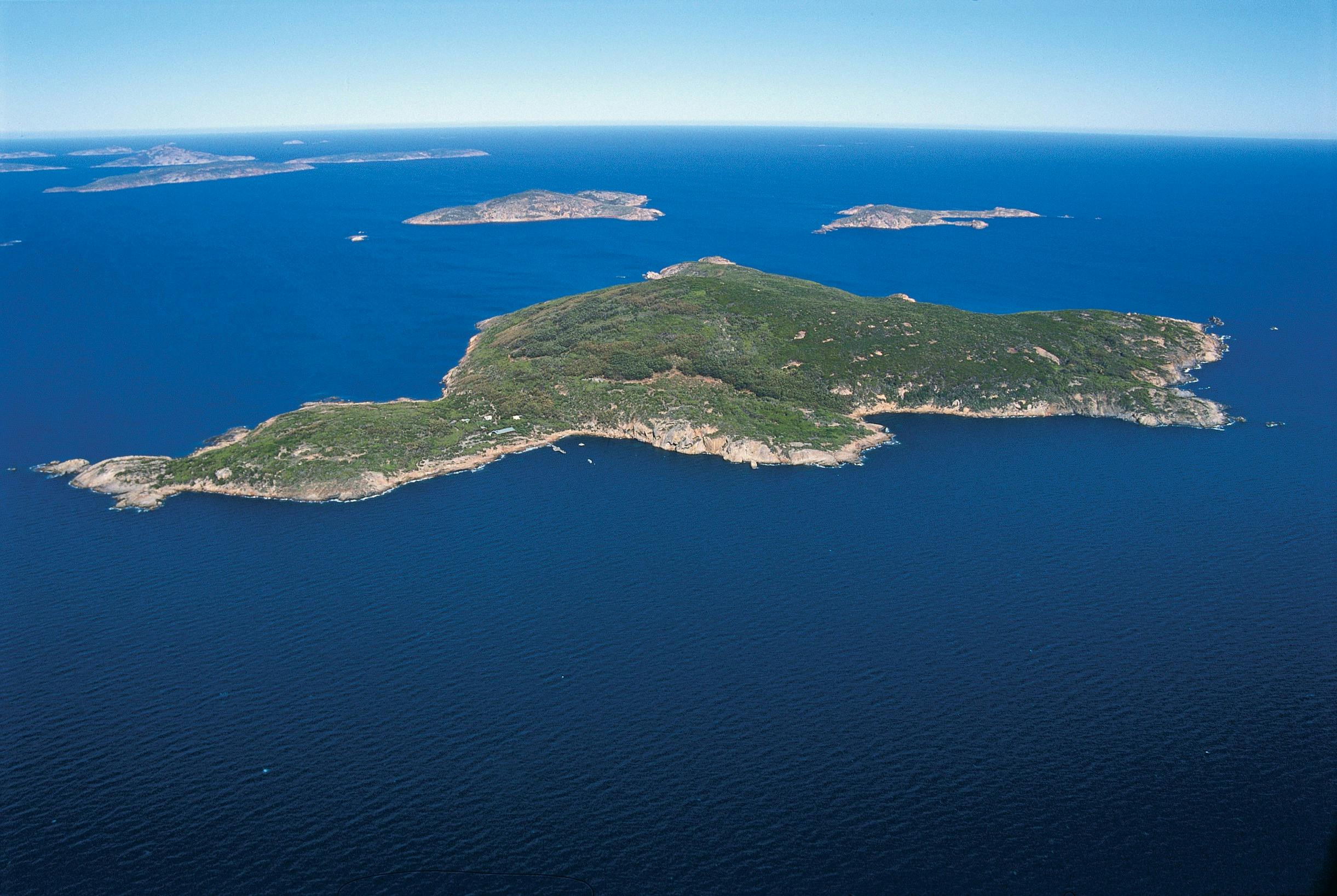 Aerial view of Woody Island, located in the Recherche Archipelago, near Esperance, Western Australia