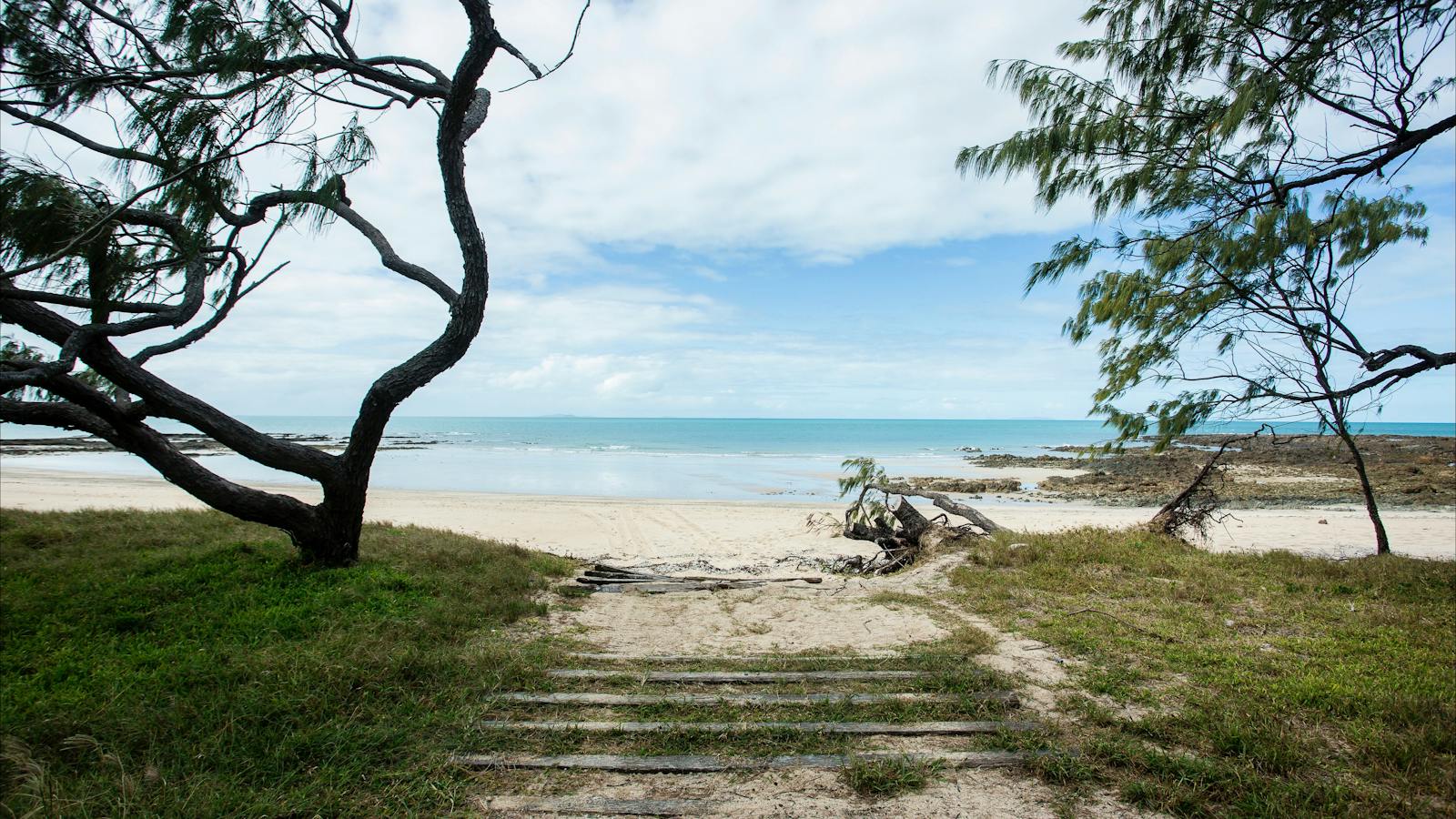 Road leading onto the beach at Cape Palmerston National Park