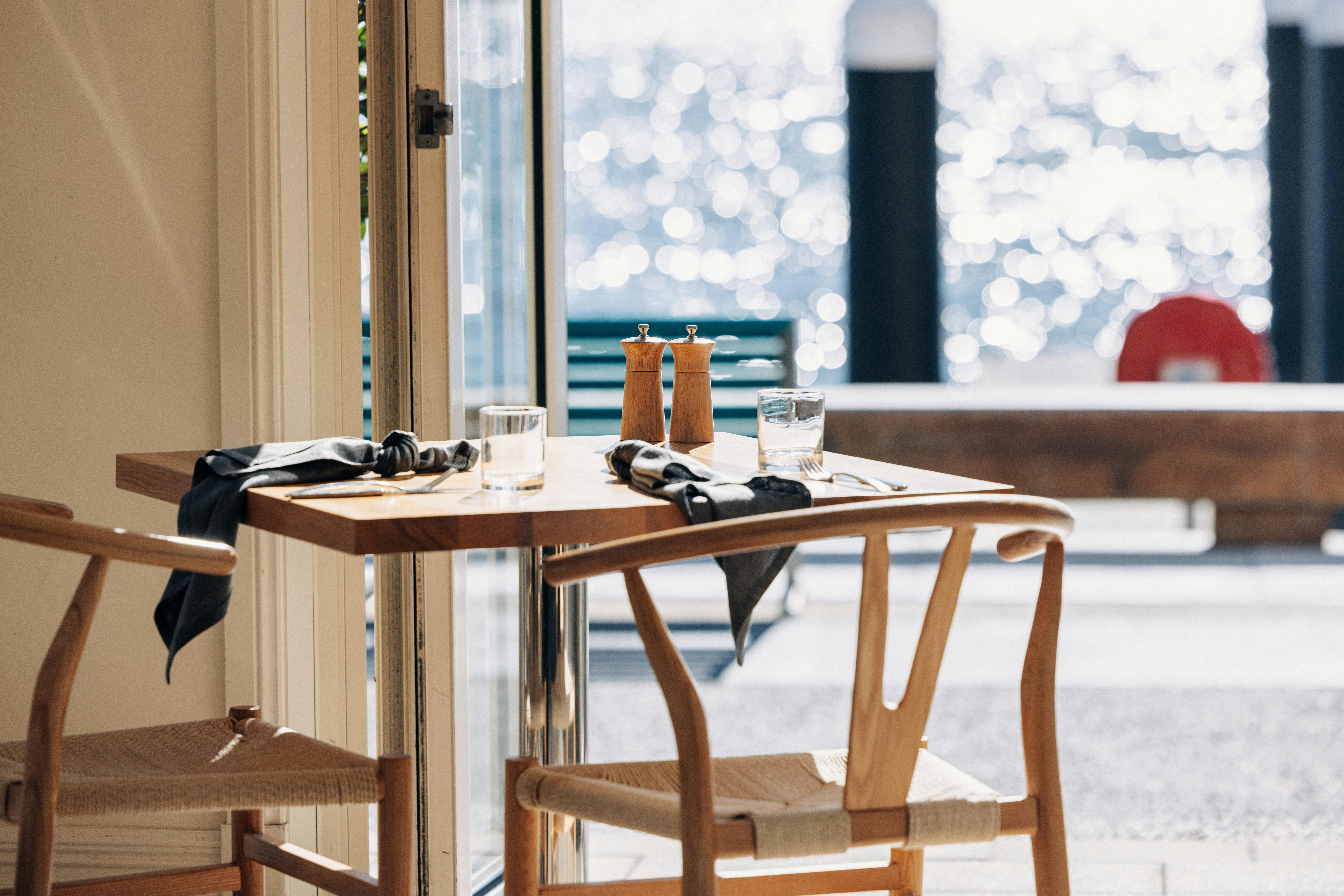 Onsite restaurant with harbour views
