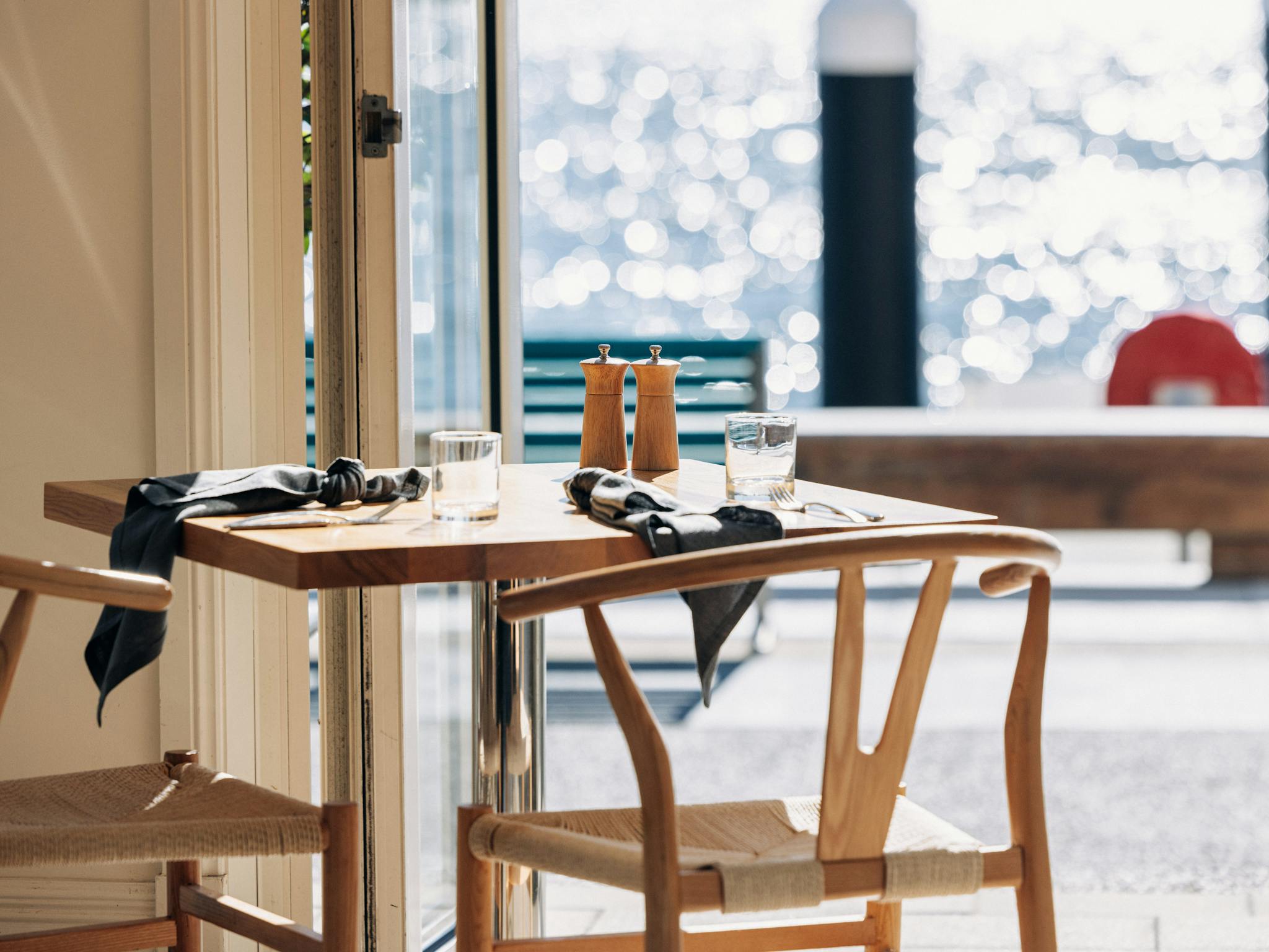 Onsite restaurant with harbour views
