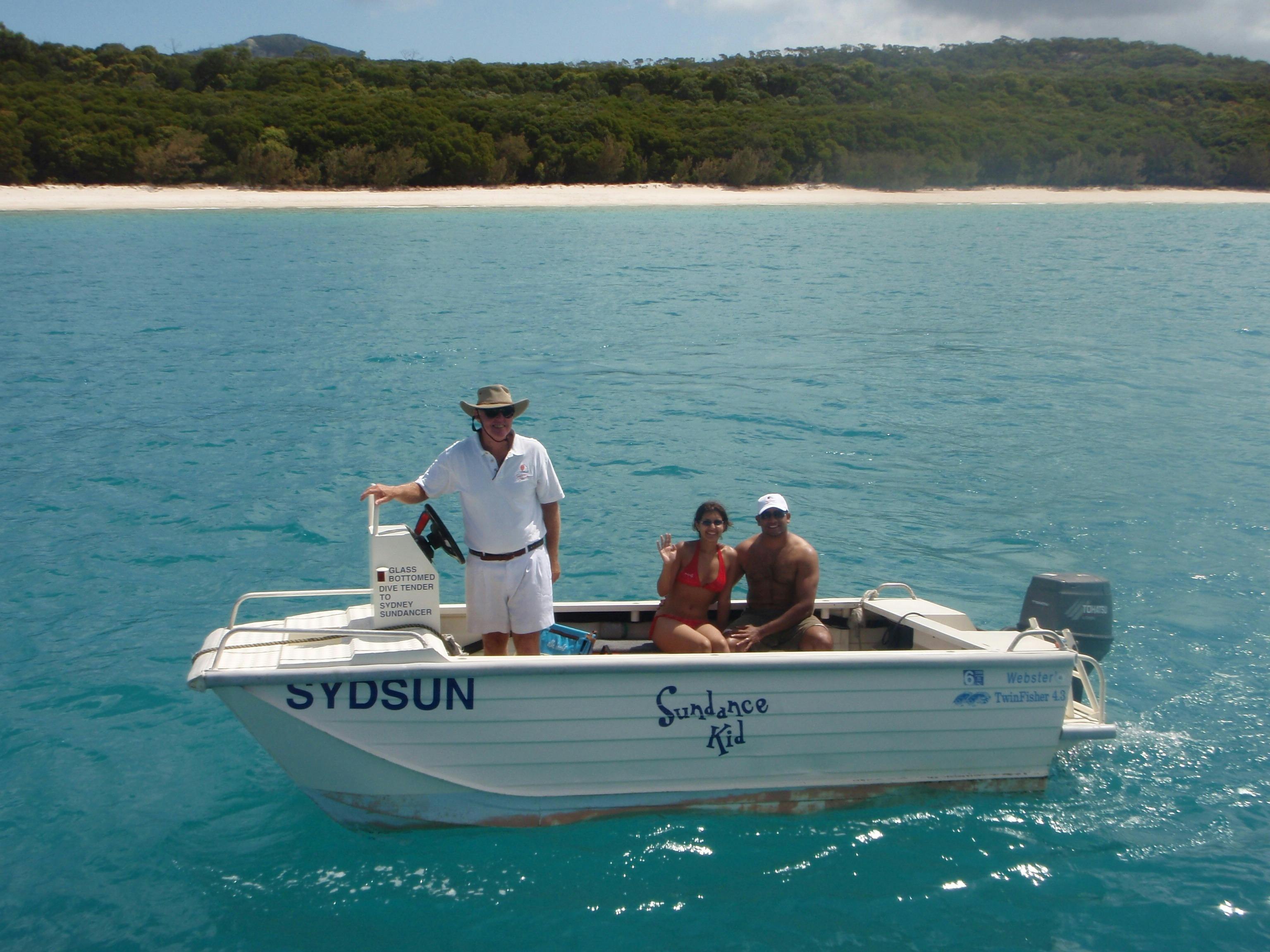 A tender trip ashore for a romantic visit to Whitehaven Beach
