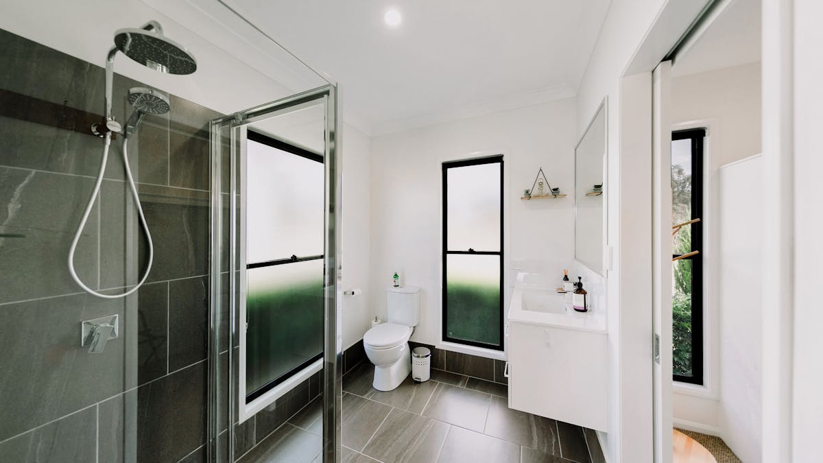 Shower, toilet and vanity