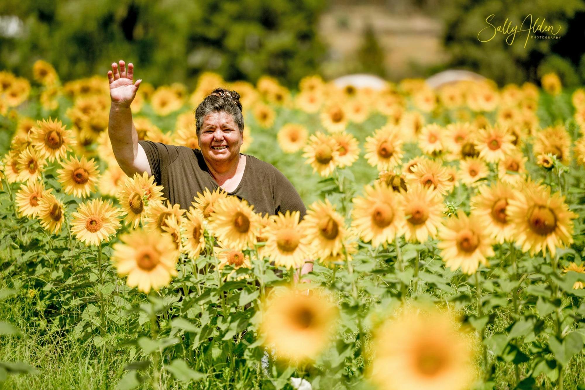 Tania in the sunflower Maze at Wilgabah