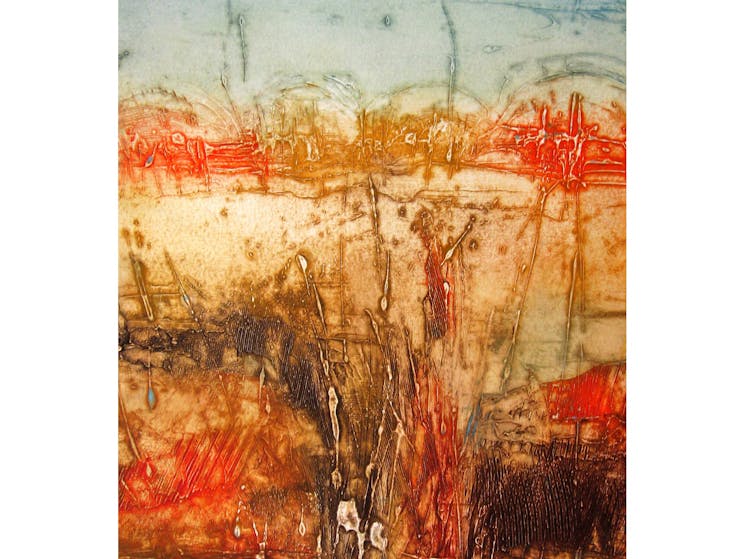 Laura Stark, Outback Landscape II, Collagraph on rag paper
