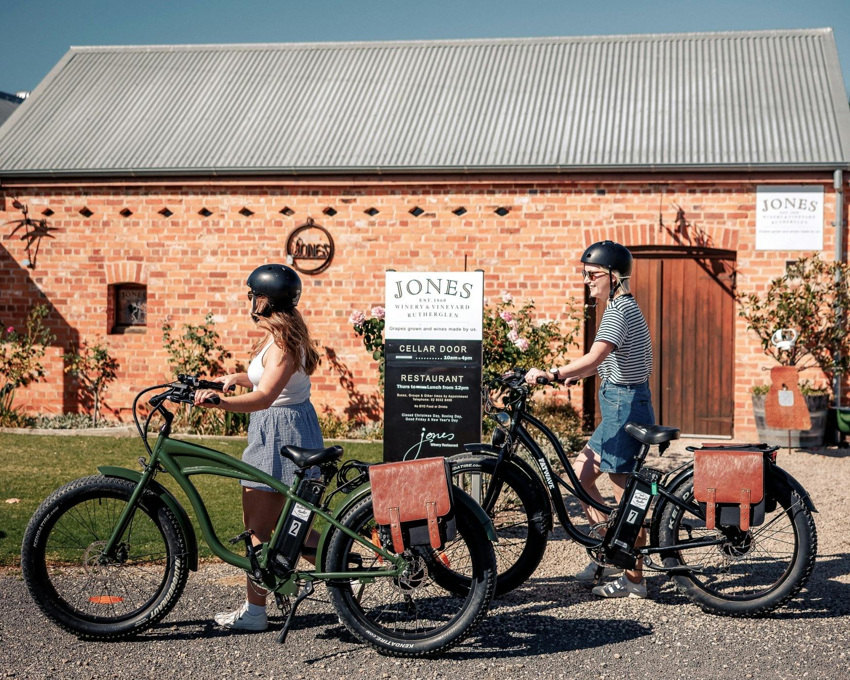 two bike riders at Jones Winery
