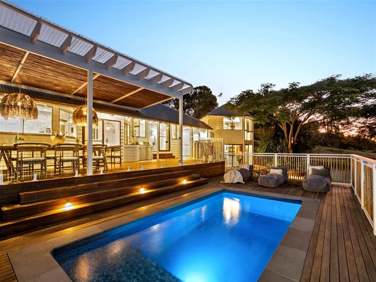 Elevated pool and entertaining area with stunning views