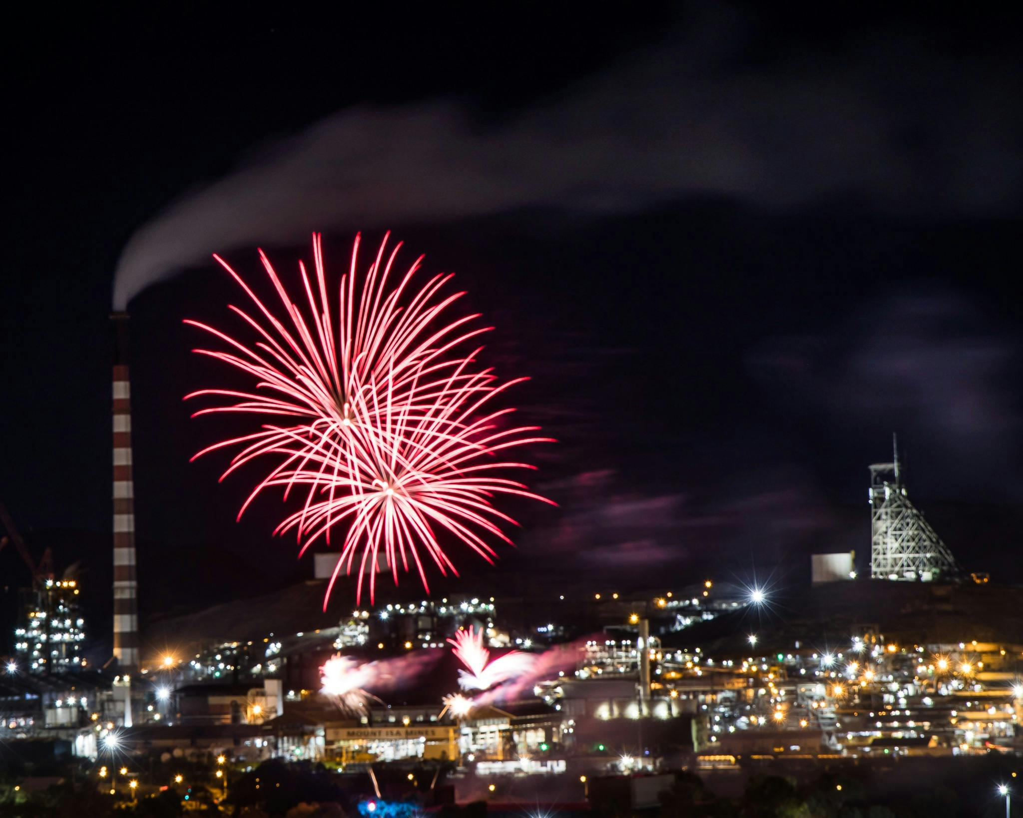 Fireworks over the Copper Stack