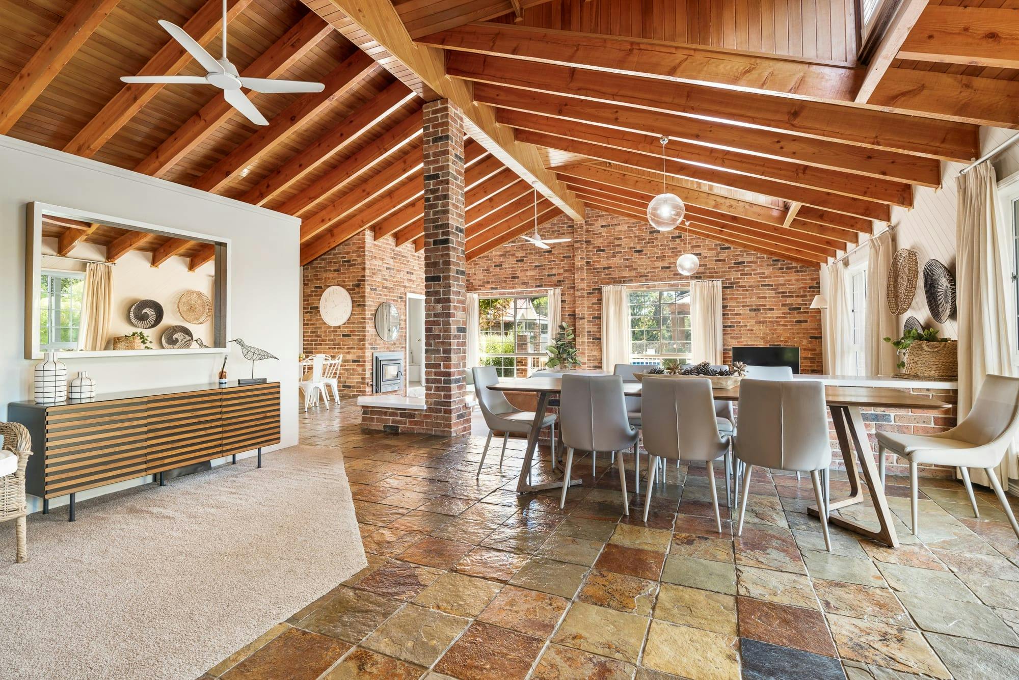 Large dining table with chairs