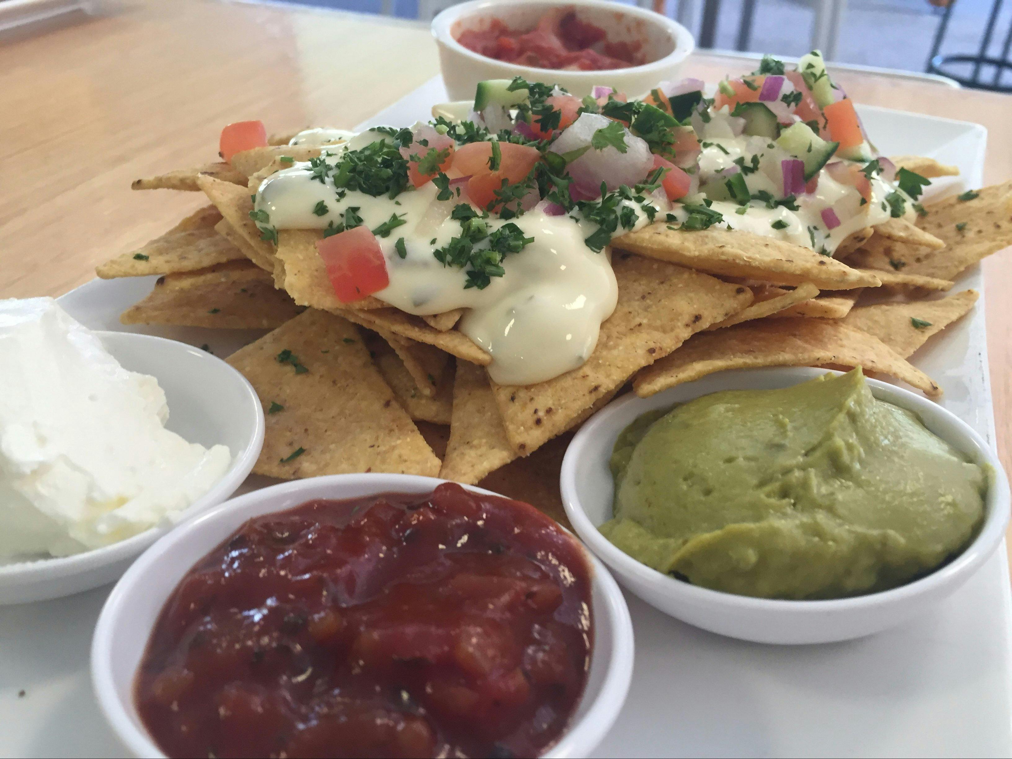 Plate of deconstructed nachos