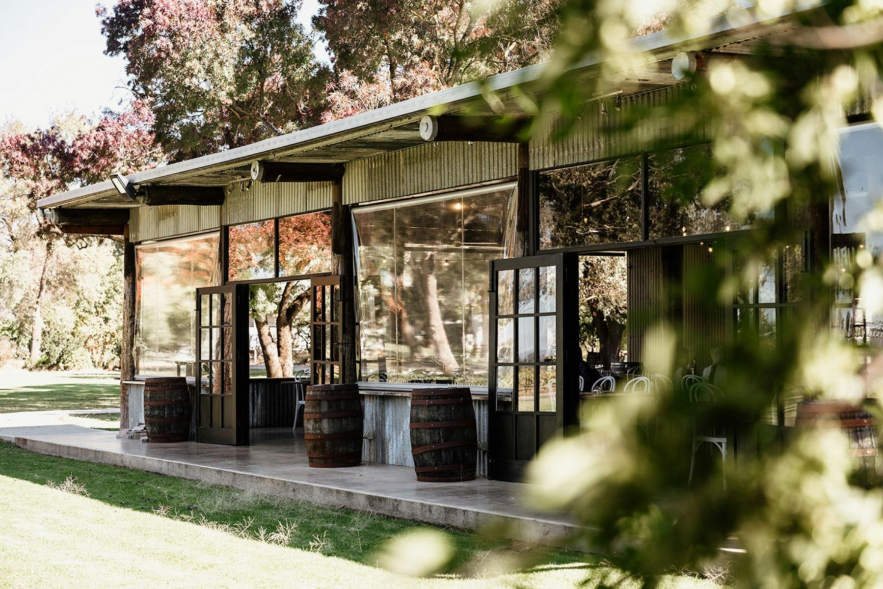 Fresh doors on side of the restaurant lead out to the lawn.