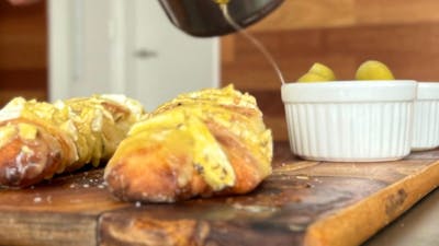 Brie stuffed baguette