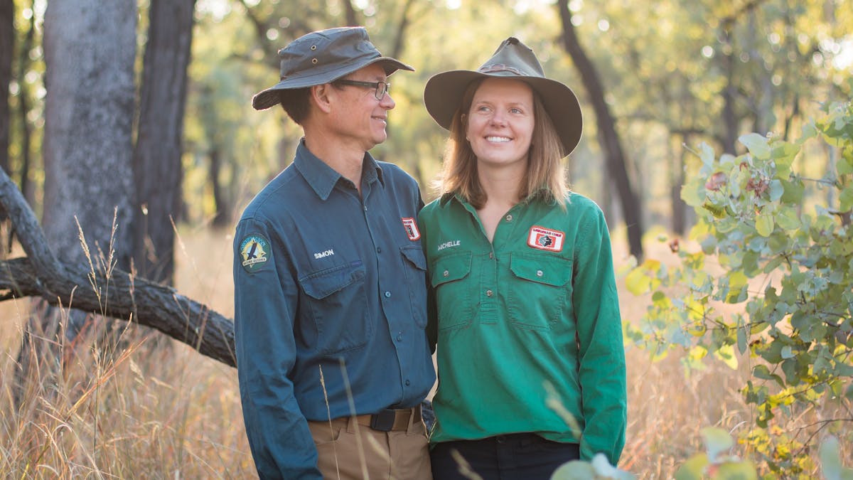 Portrait of two tour guides enjoying each other's company at Carnarvon Gorge.
