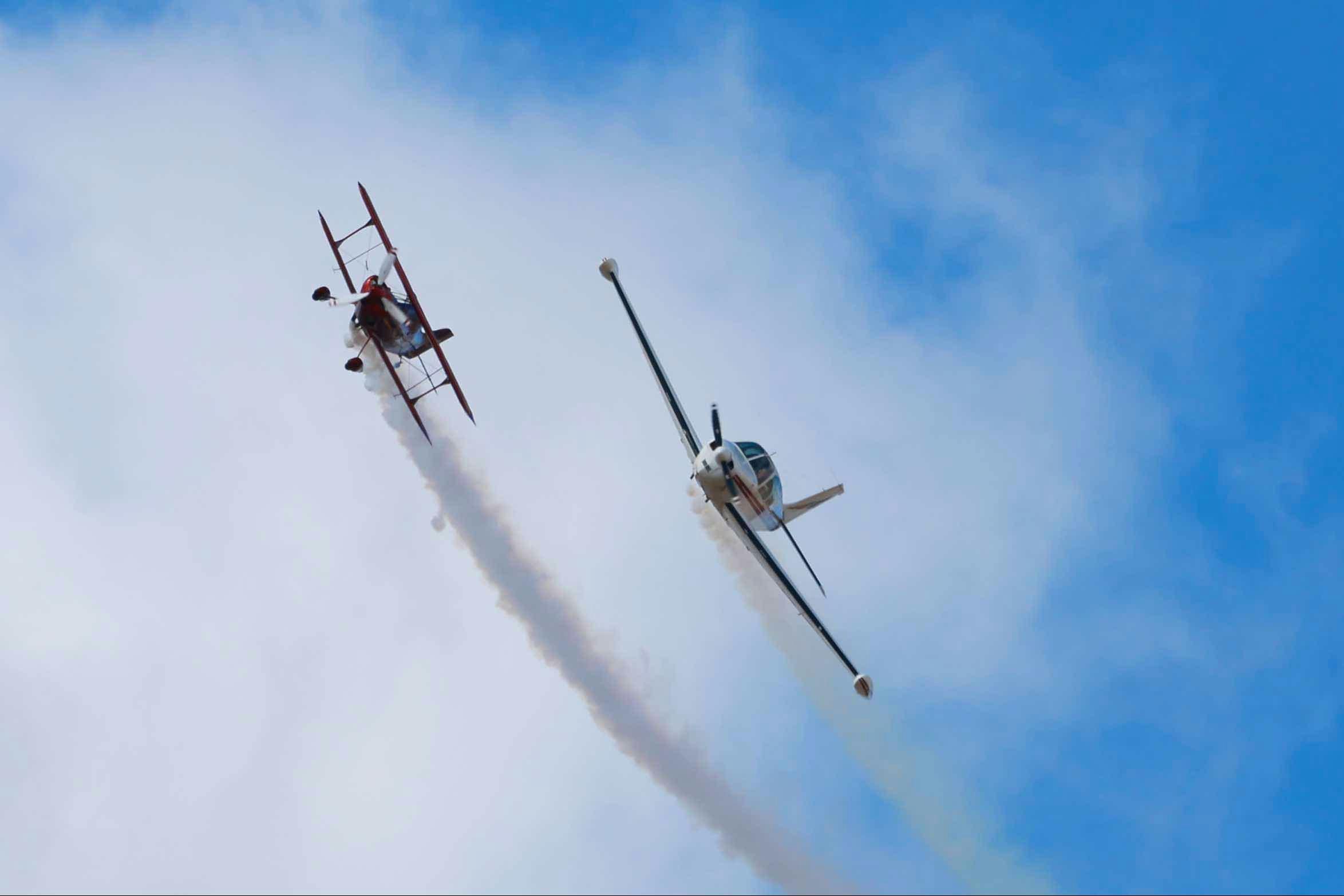 ircraft performing an aerial display against a blue sky at Barossa Airshow