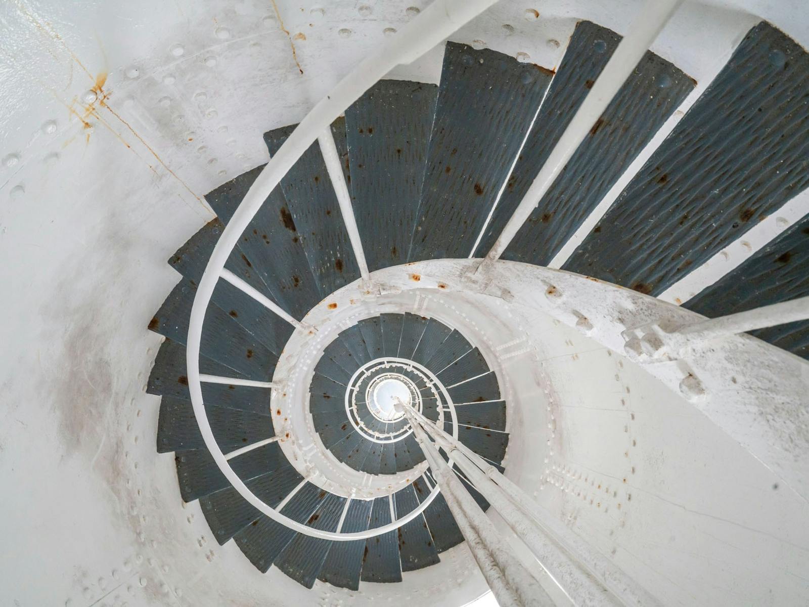 View looking down the spiral staircase of Currie Lighthouse
