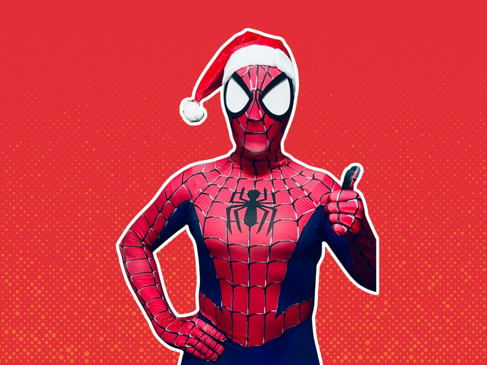 Spider-Man in santa hat