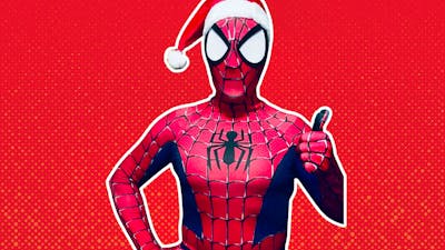 Spider-Man in santa hat