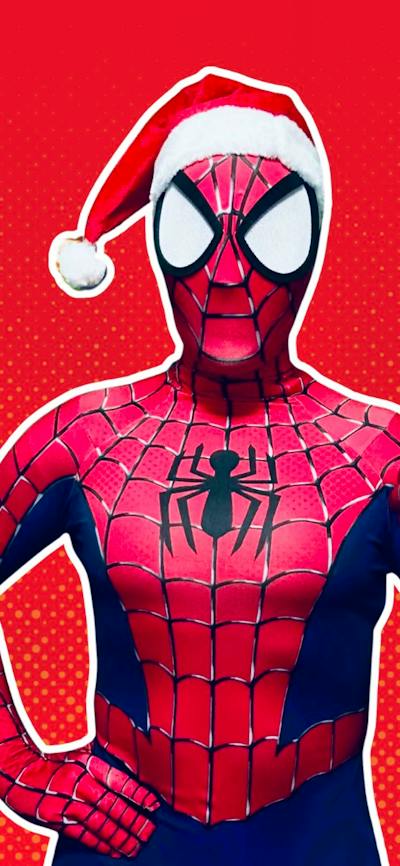 Spider-Man in santa hat