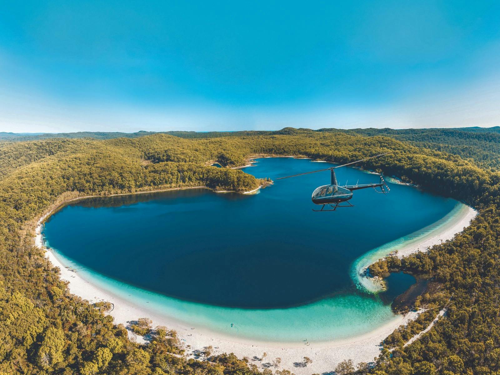Helicopter Ride, Lake Mckenzie, K'gari Fraser Island