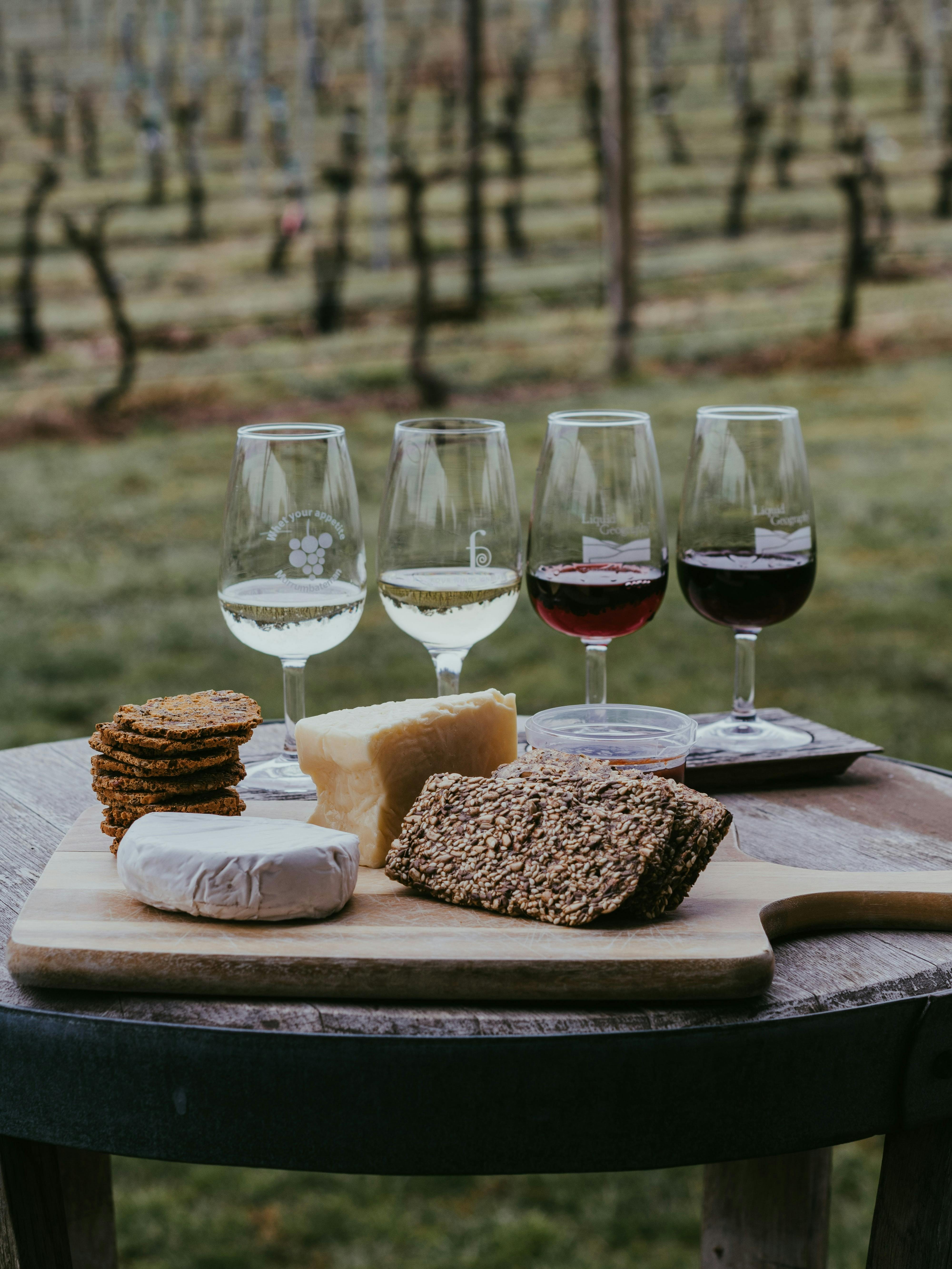 Tasting Platter with wine and cheese