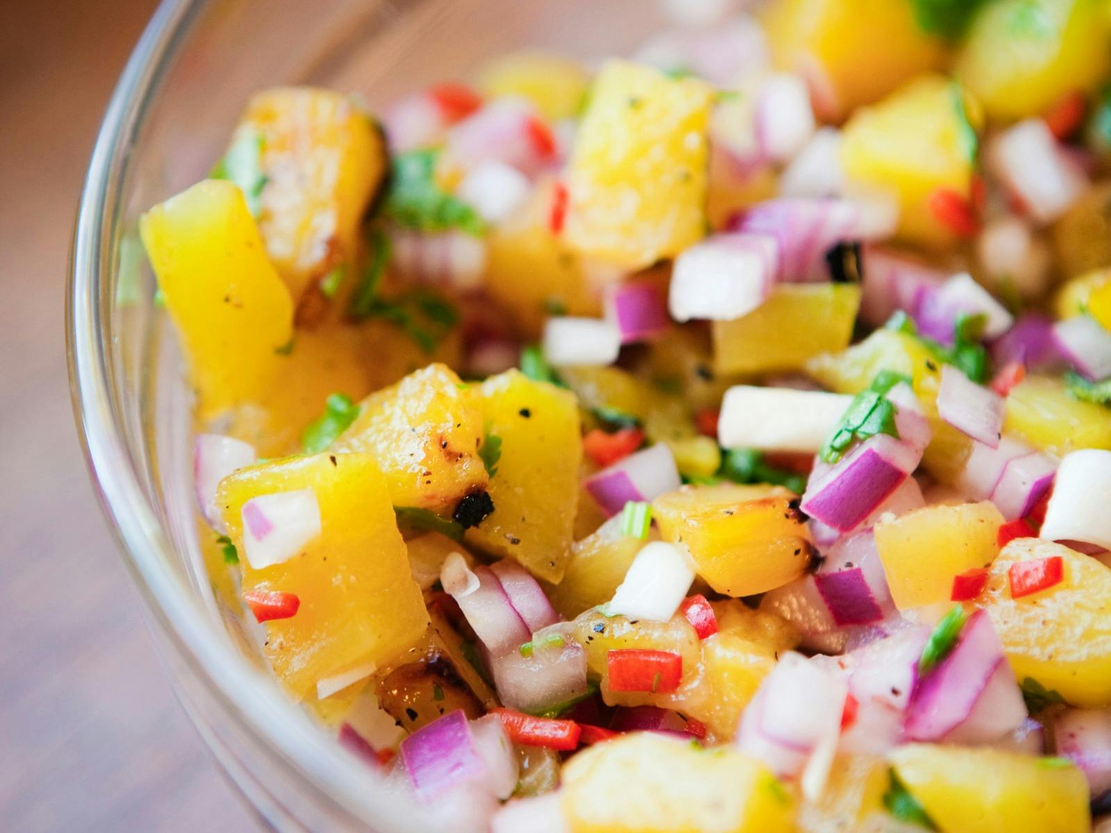 Colourful bowl of pineapple salsa